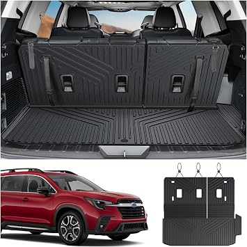 Cargo Mat with Backrest Mats for 2019-2025 2026 Subaru Ascent 7/8 Passenger Accessories, All-Weather TPE 3rd Backrest Mat Trunk Mat Cargo Liner ProtectorCargo Mat with Backrest Mats