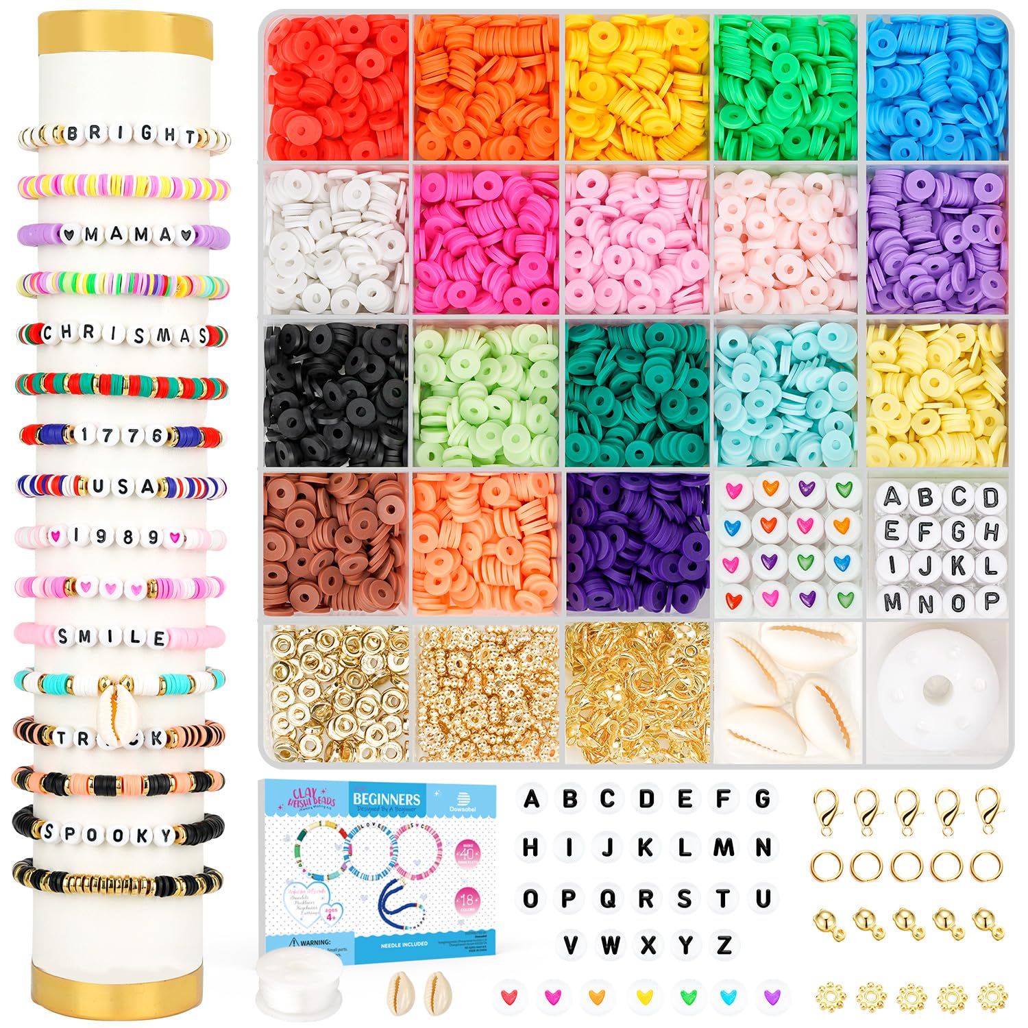 Juego de cuentas para manualidad de niños, kit de fabricación de joyas, kit de cuentas para pulseras, conjunto de collar, juguete