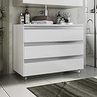Gabinete Joia 80cm 03 Gavetas Branco Inteiro