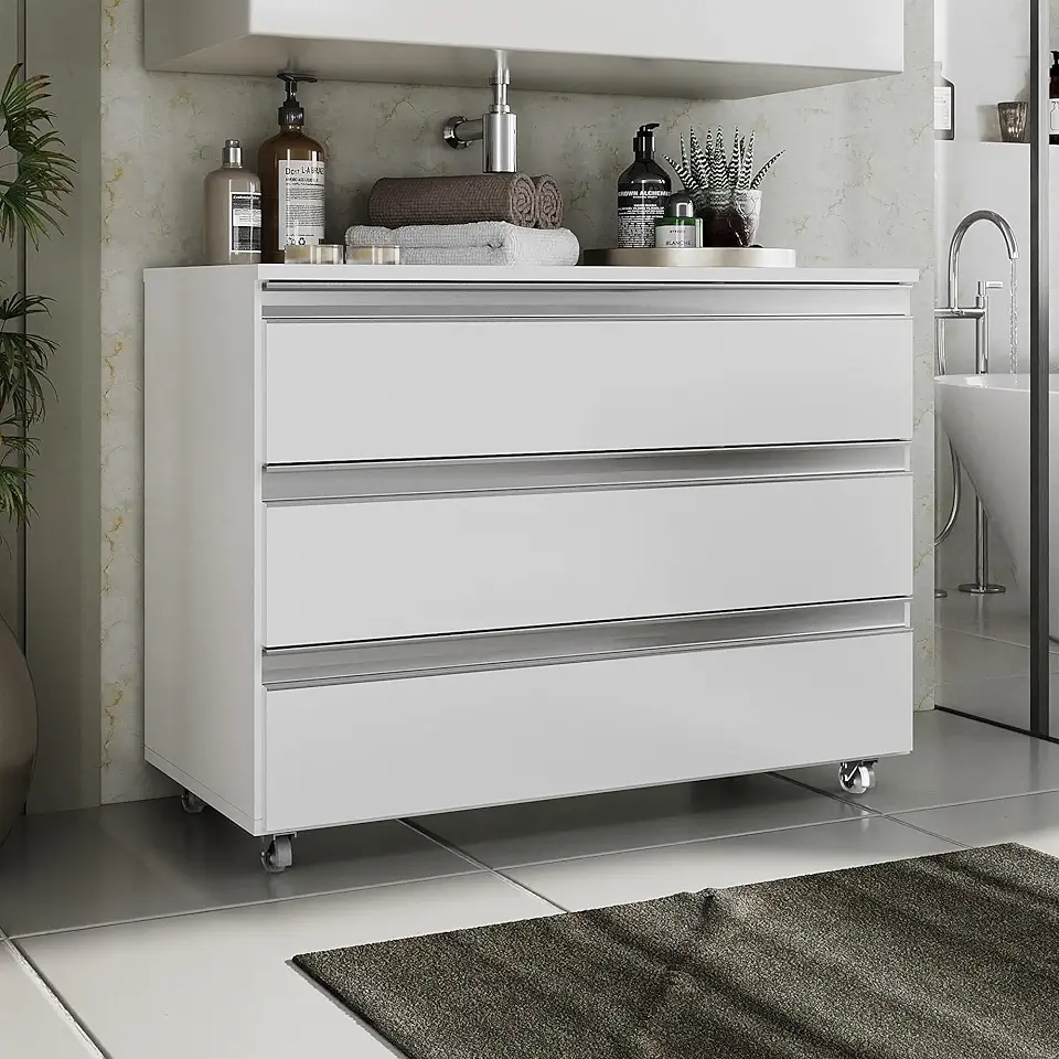 Gabinete Joia 80cm 03 Gavetas Branco Inteiro