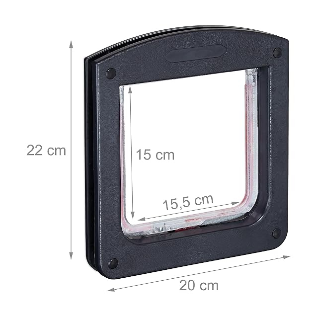 Foto 4 de 8 de Relaxdays Gatera Magnética, Puerta para Gatos y Perros Pequeños, 4 Modos, Plástico, 1 Ud., 22 x 20 cm