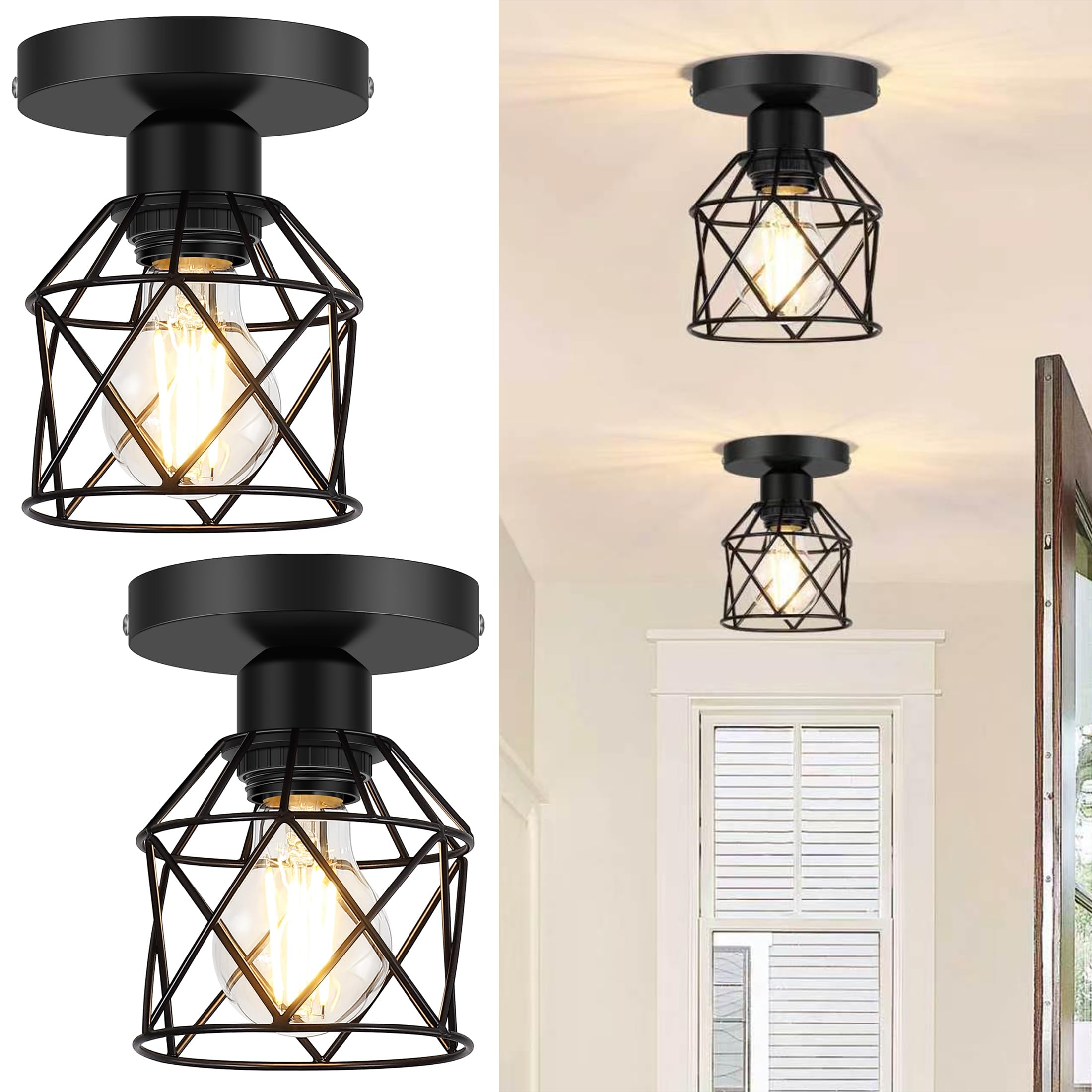 FadimiKoo 2-Pack Farmhouse Semi Flush Mount