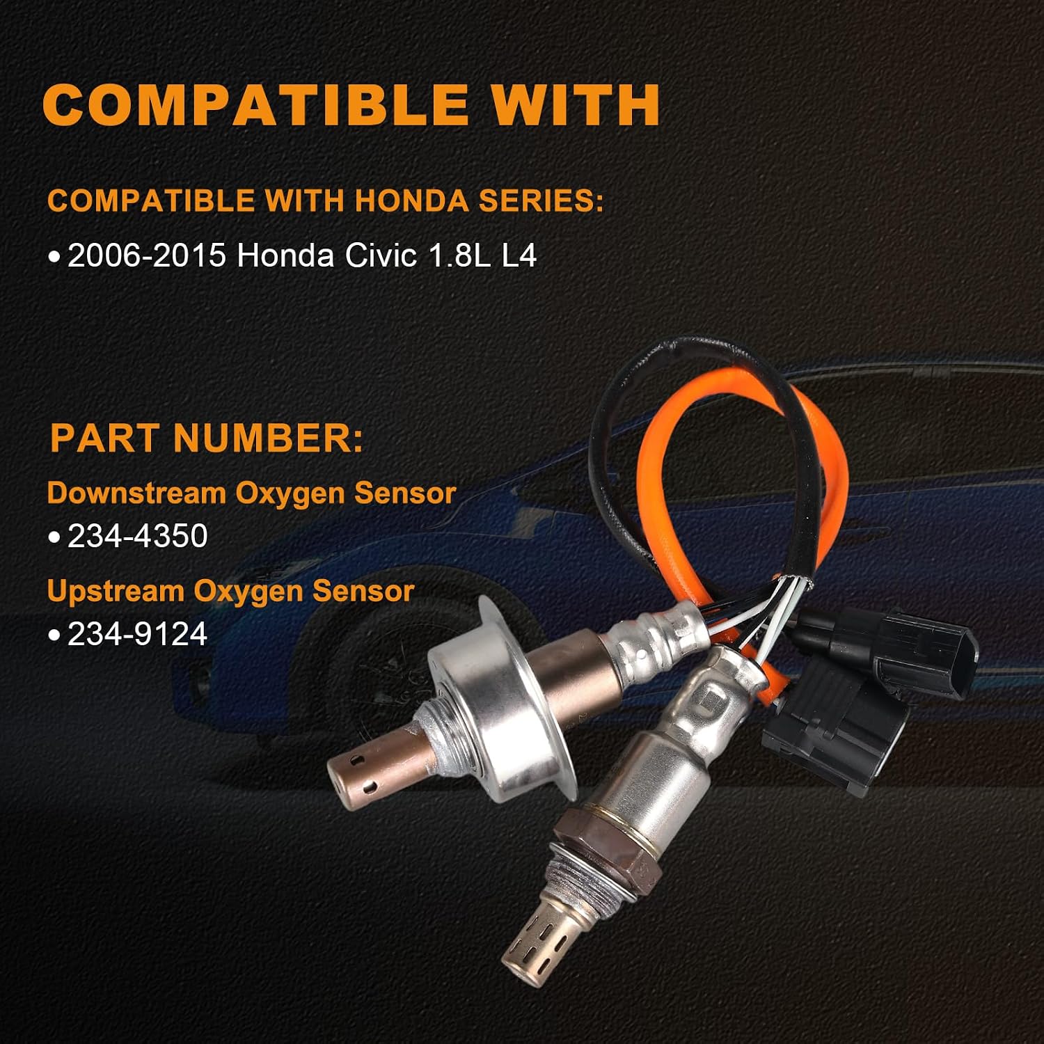 OTO-K Upstream Downstream Oxygen O2 Sensor Replacement Compatible with Civic 1.8L 2007 2008 2009 2010 2011 234-9124 234-4350 36531-RNA-J01 36532-RNA-A01
