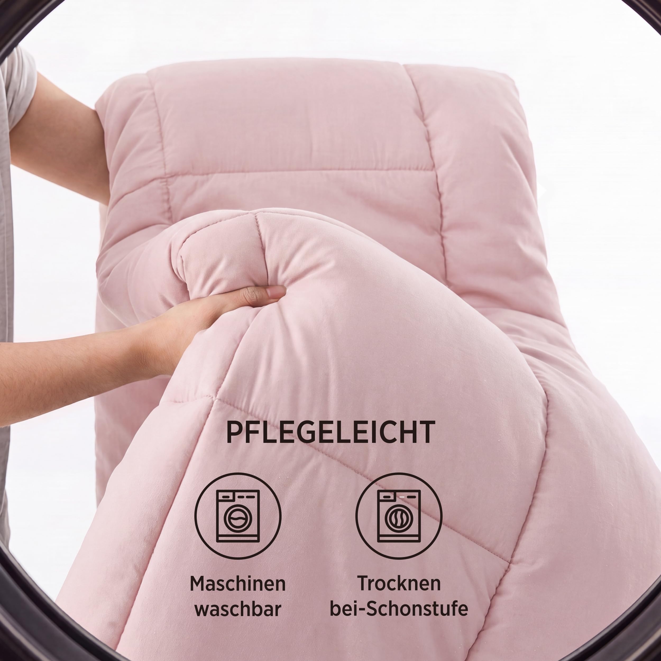 BEDSURE Bettdecke Ohne Bezug 155x220 - Bettdecke mit Integriertem Bezug | Bettdecke 155x220 für Allergiker Waschbare 4 Jahreszeiten Bettdecken Oeko Ganzjahresdecke Warm & Gemütlich, Pinkesque/Grau