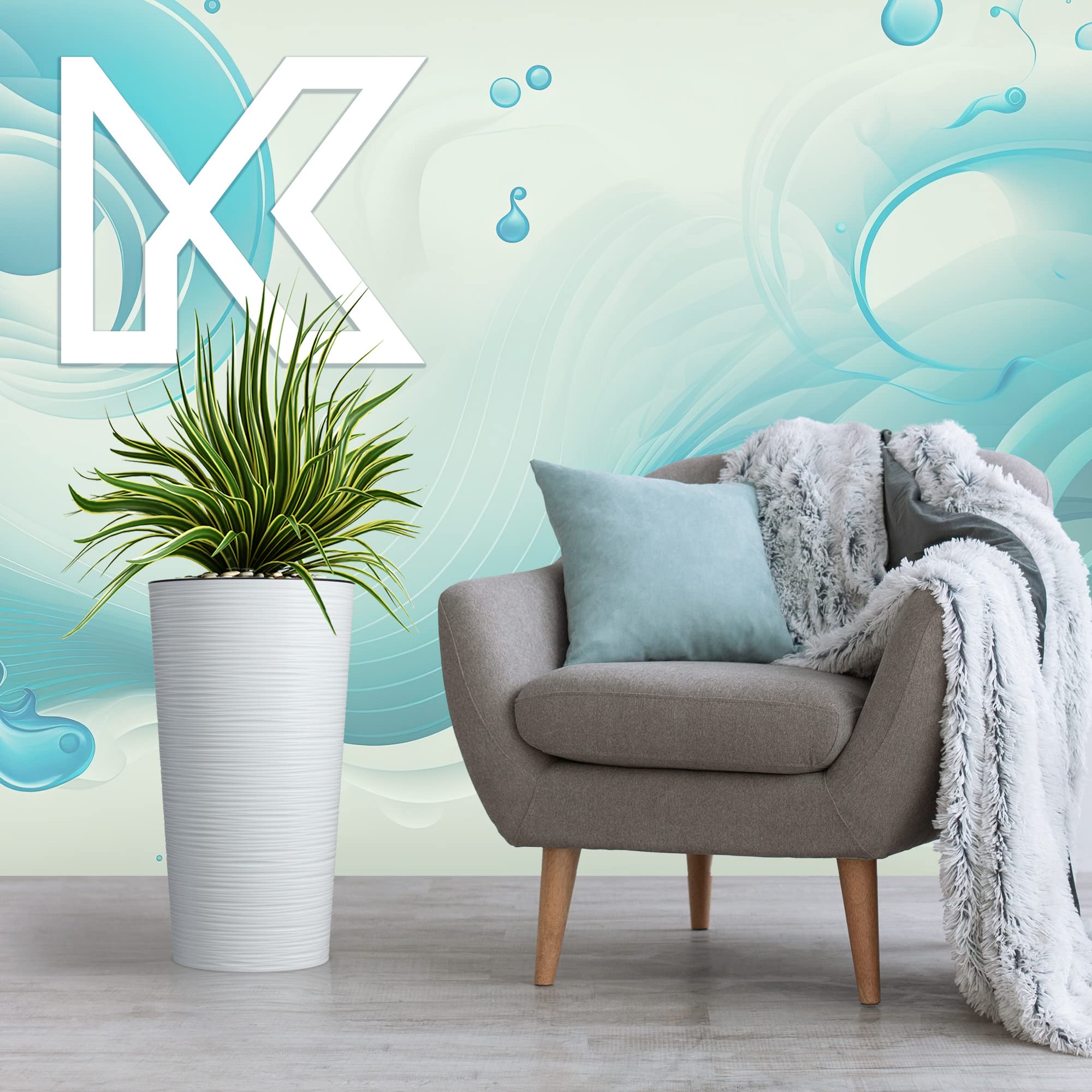 KADAX Macetero Alto de Plastico para Interior y Exterior, Maceta Grande y Decorativa para Plantas de Gran Tamaño y Árboles Pequeños (Blanco, 25.5 cm)