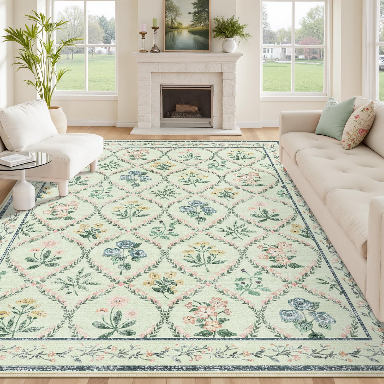 Dadasgk Green Floral Rug