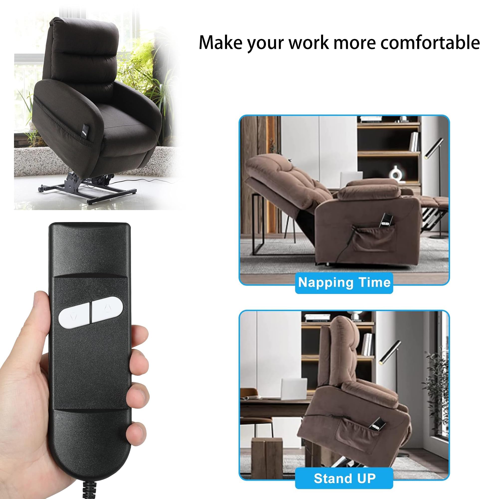 Interrupteur Remplacement Fauteuil élévateur – 2 Boutons, Prise Ronde 5 Broches.