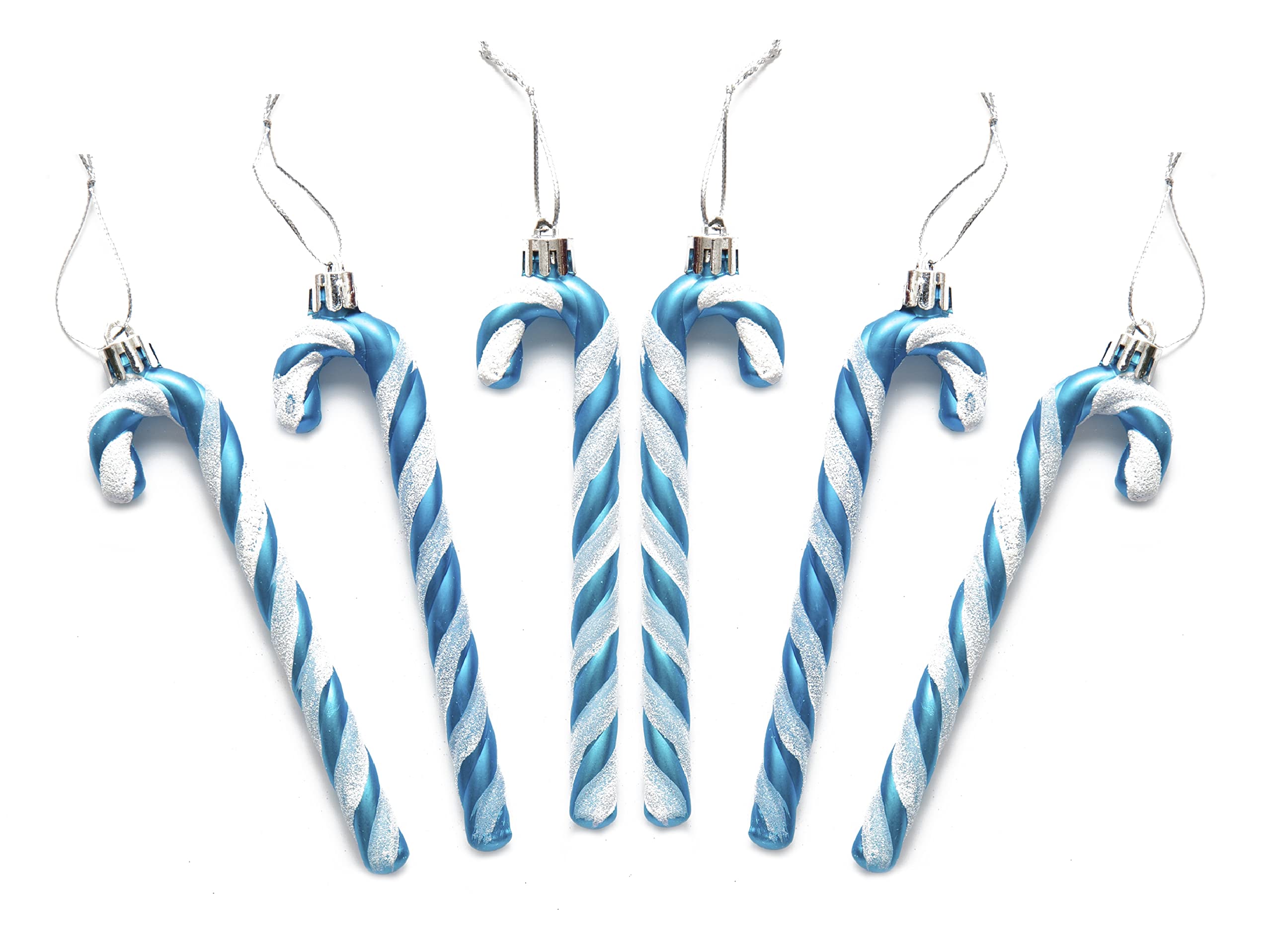 Simply Products Turquoise Pack Of 6-13Cm Glitter Candy Cane –Christmas Tree Hanging Decoration Bauble Xmas Ornament (Turquoise)