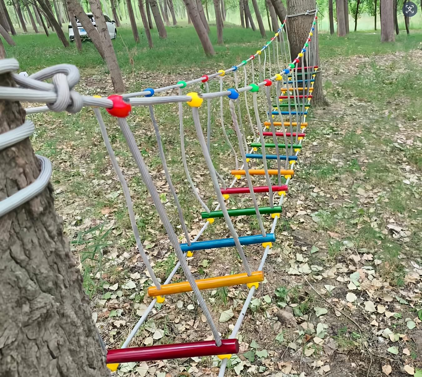Earnmore Ponte All'aperto per L'asilo Attrezzatura per L'allenamento Fitness Sportivo per Bambini Ponte in Legno Massello Ponte Dell'equilibrio Ponte da Arrampicata Giocattoli(Size:7m)