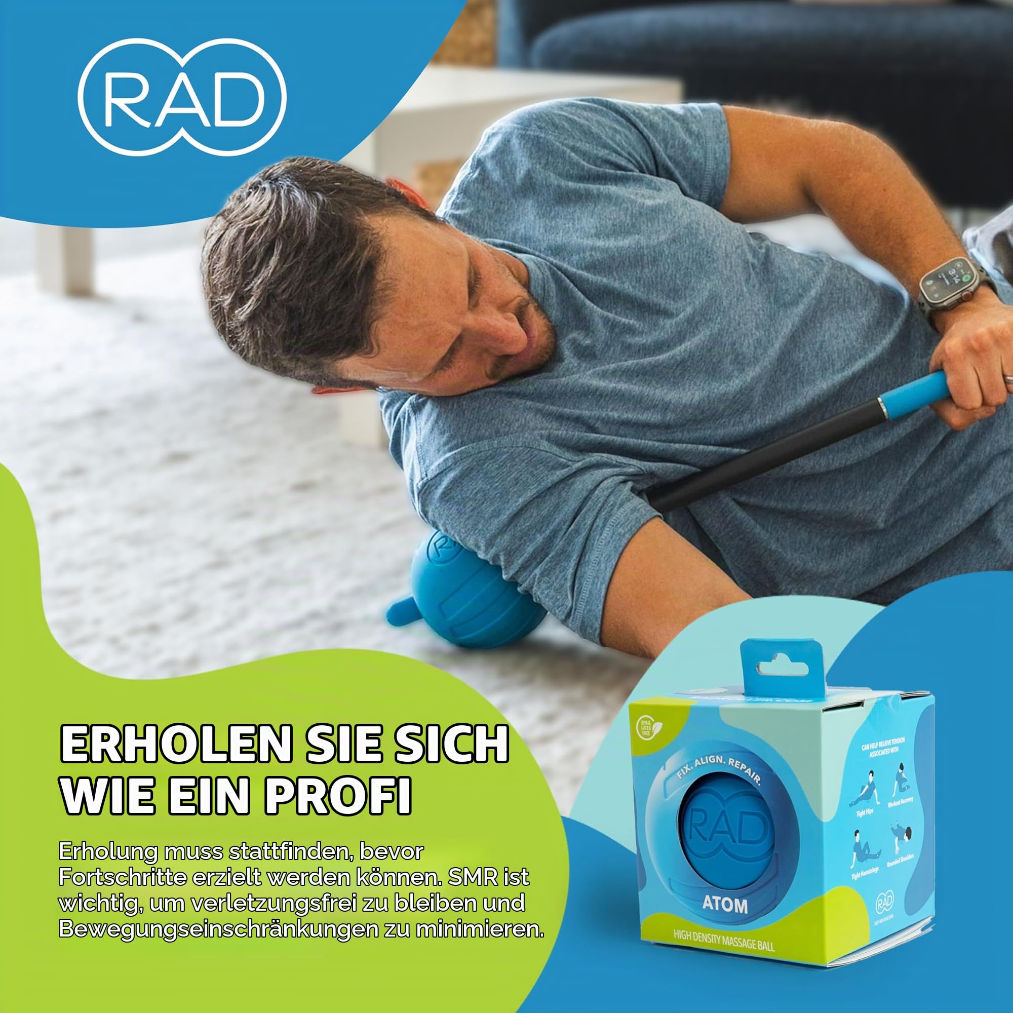 RAD Atom I Hochdichte Faszienball für Pecs, Schultern, Gesäß, Hamstrings, Quads und Traps Selbstmassage, Beweglichkeit und Erholung