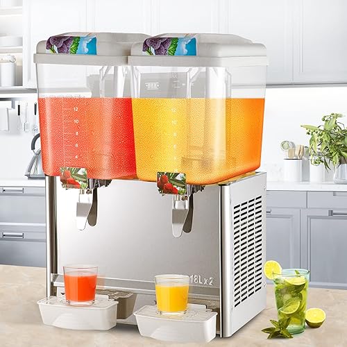 Miniatura 8 de VEVOR Dispensador comercial de bebidas dispensador comercial de bebidas de 95 galones 2 tanques dispensador de bebidas de acero inoxidable de