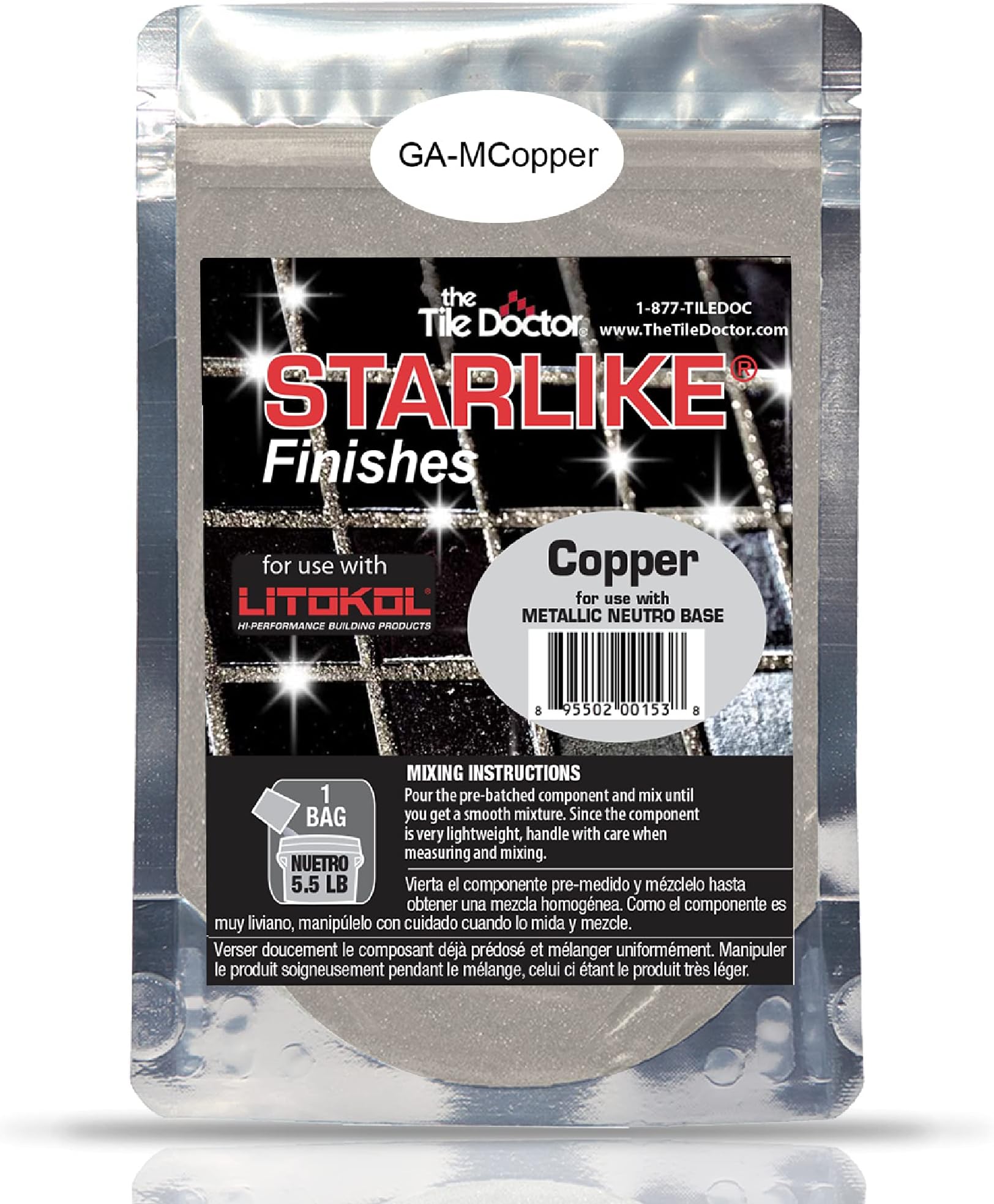 The Tile Doctor Starlike EVO Epoxy Grout with Shimmer Additives - Glitter Grout for Tile, Grout Sealer, Tile Grout Cleaner in One - Spotlight Finishes - Copper Metallic Collection 100 g (1-Pack)