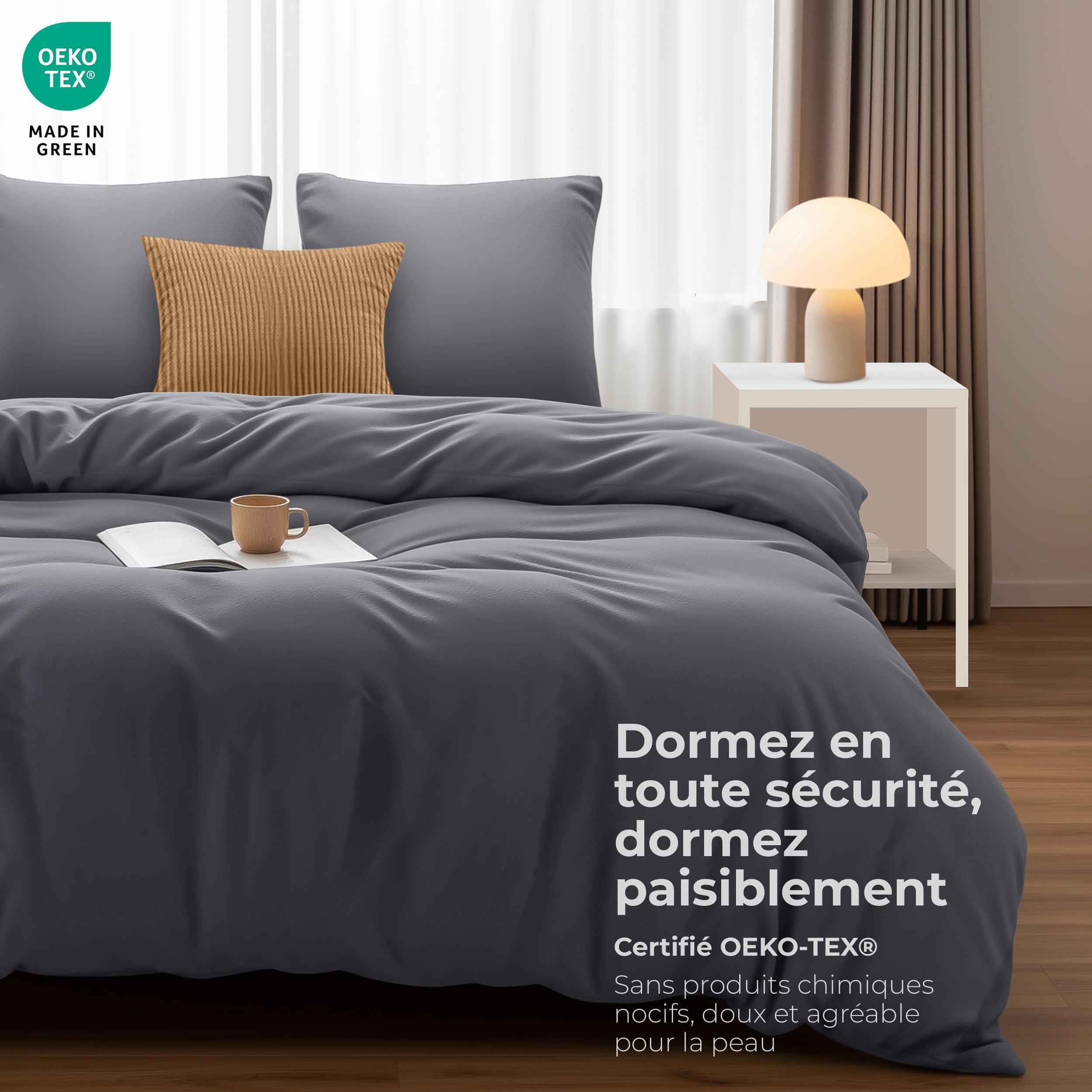 Utopia Bedding Duvet Cover 220 x 240 cm with 2 Pillowcases 65 x 65 cm (Grey) - Bedding Set 220 x 240 cm - Soft Brushed Microfibre Duvet Cover Sets - 3