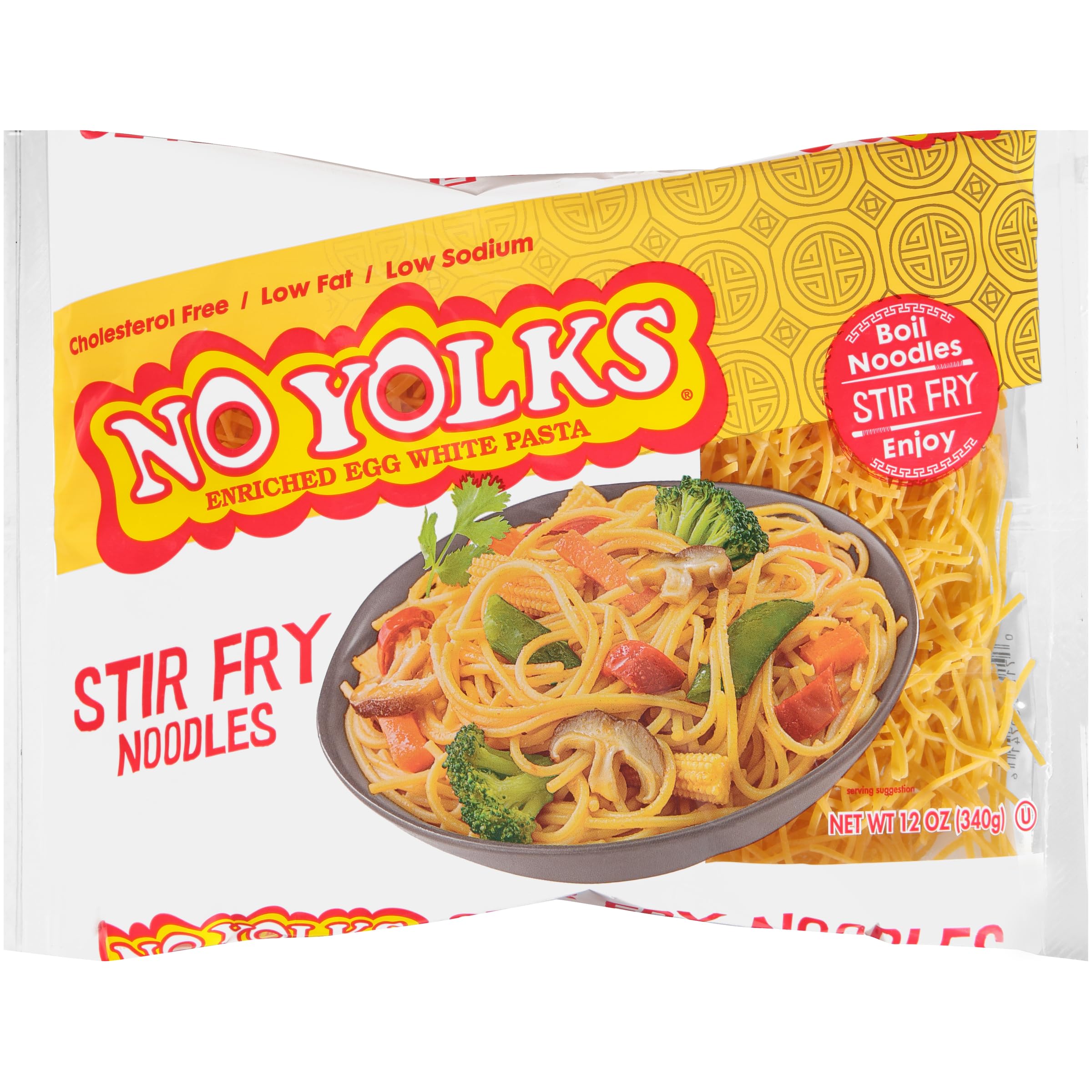 No Yolks Enriched Egg White Pasta - Stir Fry Noodles 12 oz. (Pack of 2)
