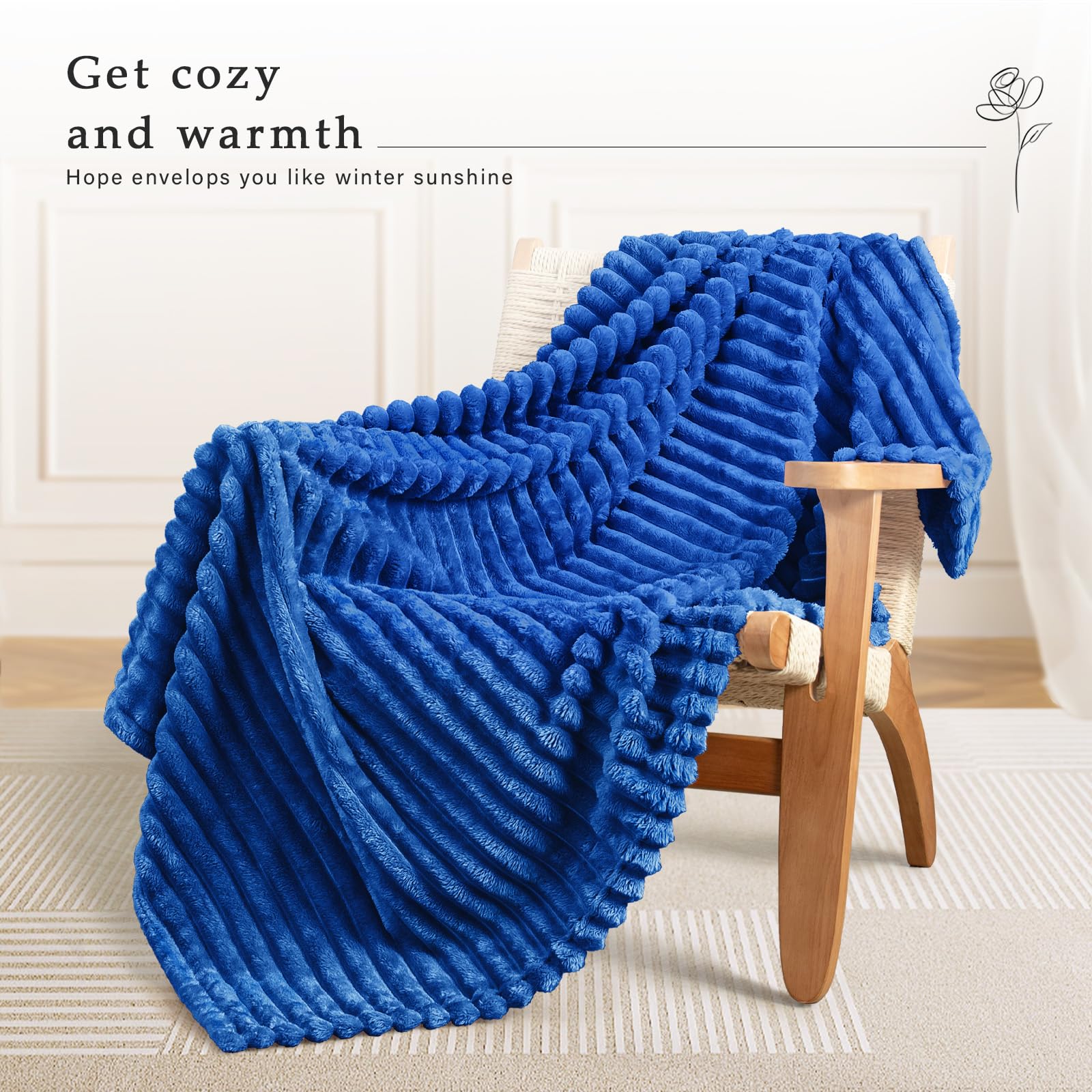 Exclusivo Mezcla Fleece Throw Blanket for Sofa Super Soft Striped Jacquard Bed Blanket - Image 2