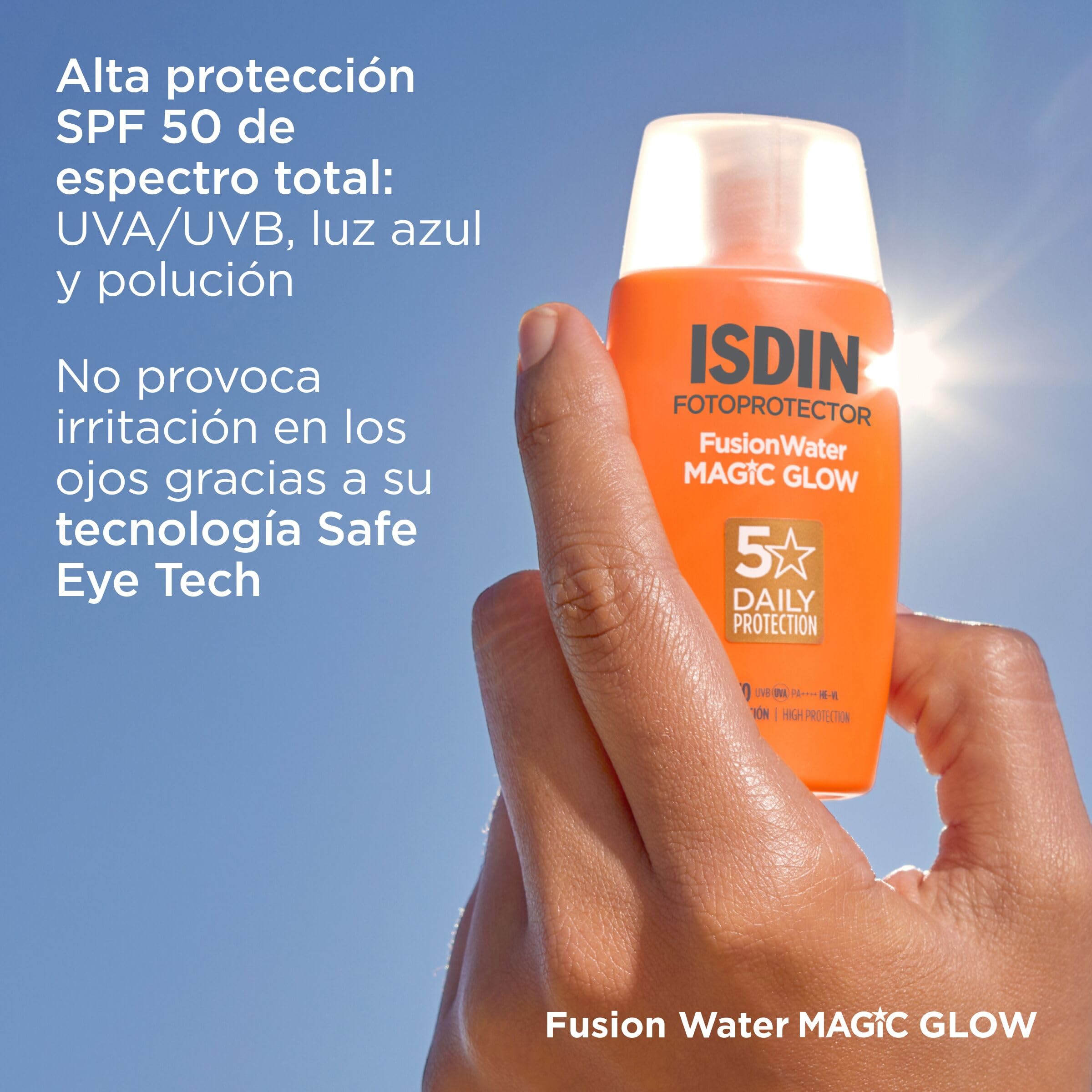 ISDIN Fusion Water MAGIC Glow SPF 50 50ML- Protector solar facial con efecto Glow