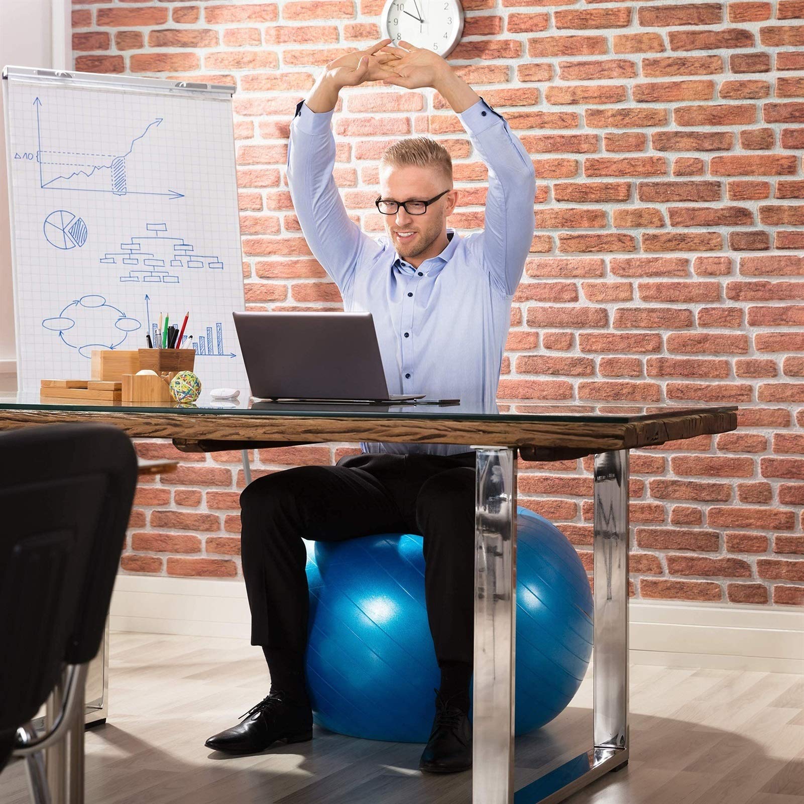 Sitzball Büro, Gymnastikball Yoga Ball Chair, Premium Gymnastikball 55Cm/65Cm/75Cm, Anti-Burst Extra Dicker Schweizer Geburtsball, Perfekter Trainingsball Bürostuhl