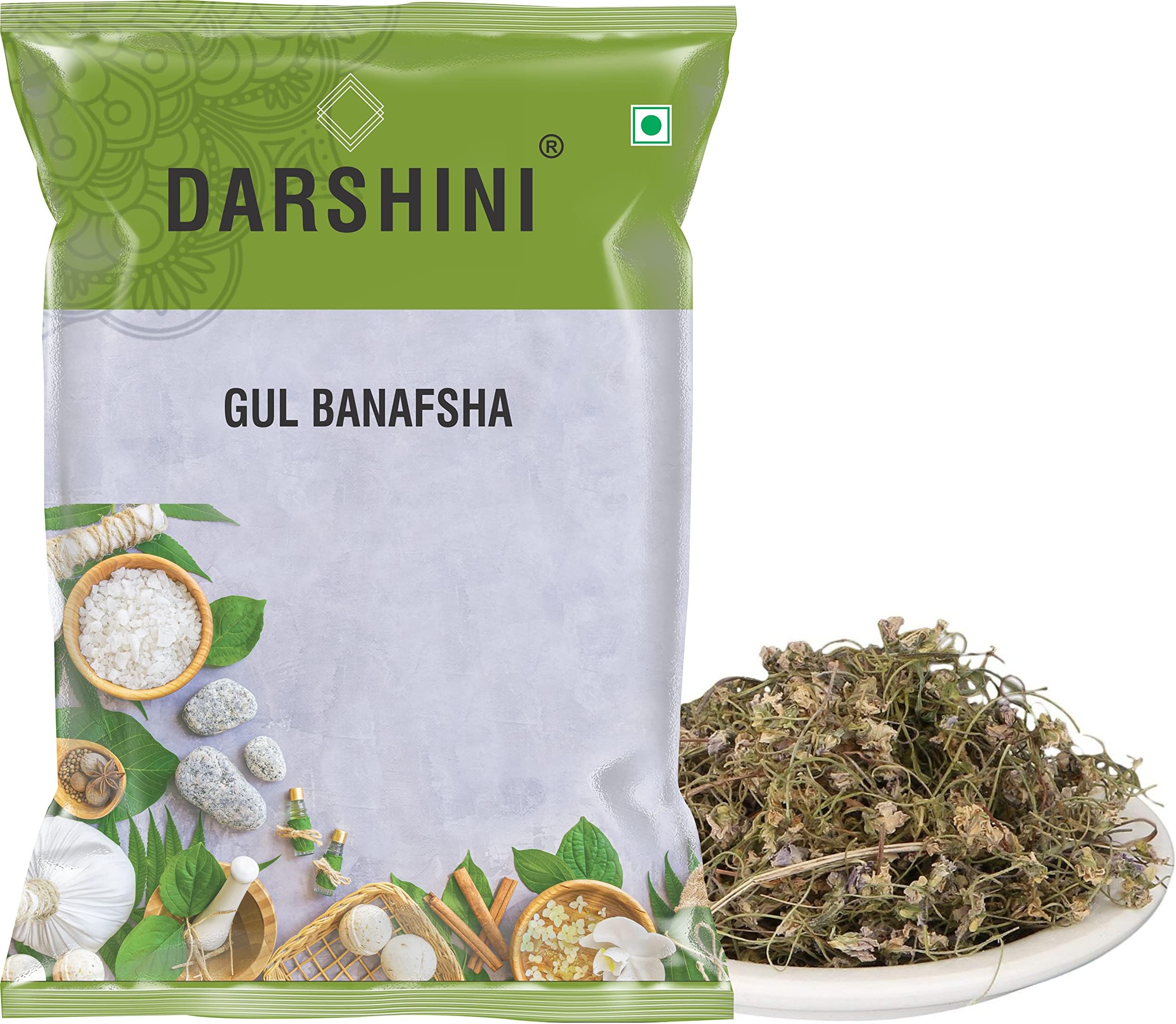 DARSHINI Gul Banafsha 100g | Sweet Violet | Wild Violet | Viola Odorata | Gulbanafsha | Gul Banpsa | Naturally Dried Herbal Leaves for Traditional Use and Herbal Infusions (Pack of 1)