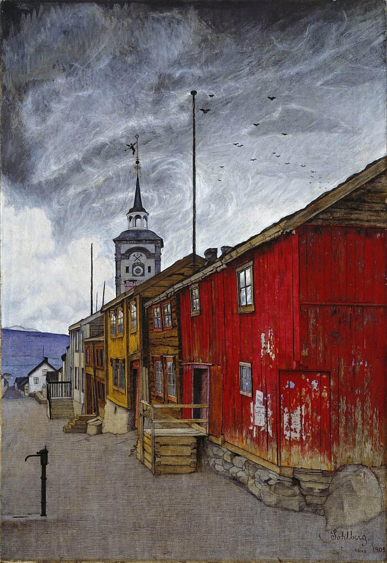POSTERIIk Famous Print Pop Art Wall Art Graffiti Street in Røros by Harald Oscar Sohlberg Art Prints for Home Decor 60x90cm