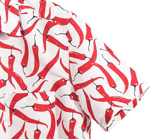 Miniatura 4 de NUTEXROL Camisa de vestir hawaiana con estampado de animales para hombre, manga corta, con botones, estilo tropical