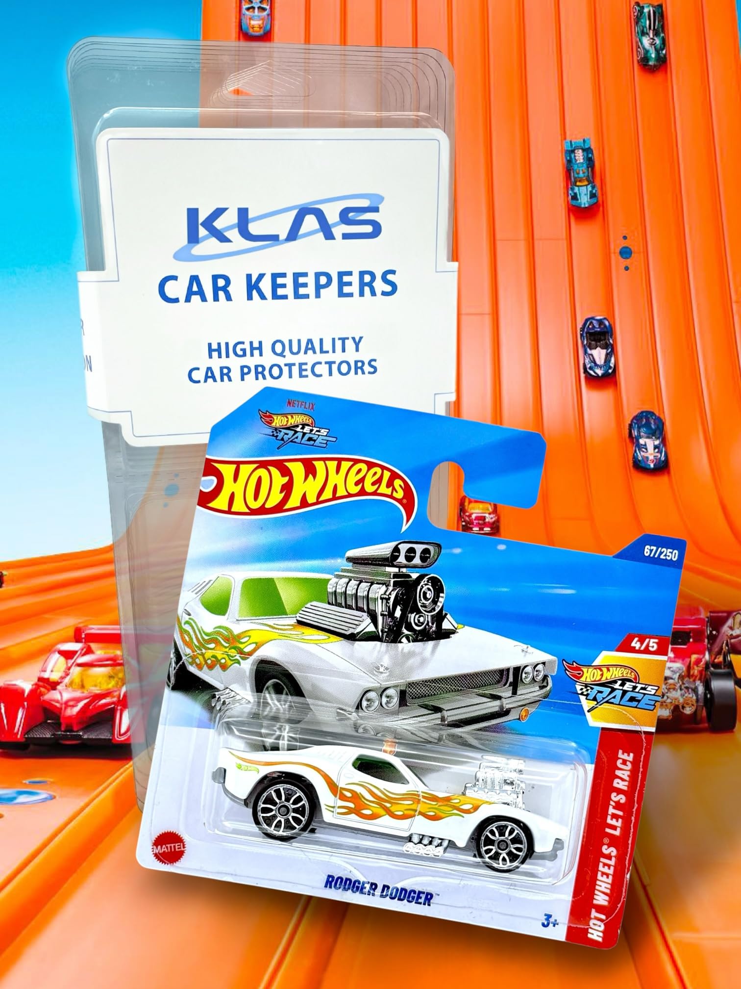 Hot Wheels ホワイトミニカー 4/5 Hot Wheels Rodger Dodger (White, Green & Orange Flames) 4/5 Hot