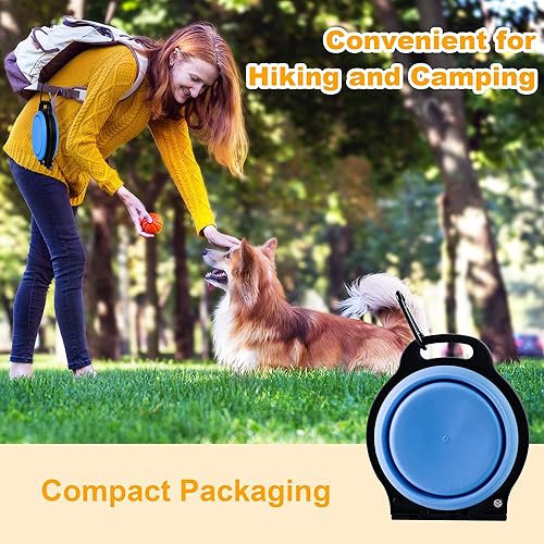 Miniatura 7 de Cuencos plegables para perros, tazón portátil de viaje para mascotas, 2 en 1, tazón doble de silicona expandible para alimentos y agua, plato para