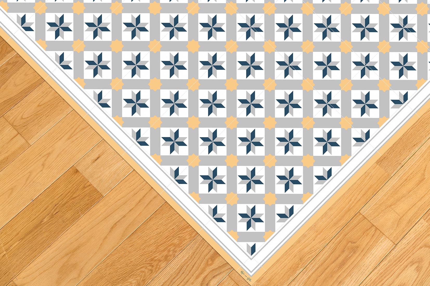 DobleUve Estudio Alfombra Vinílica Hidráulica 23 | Color Amarillo | 65x140 cm | Alfombra Cocina Lavable Antideslizante | Alfombra Vinilica | Suelo Vinílico | Alfombra Vinilo Salón