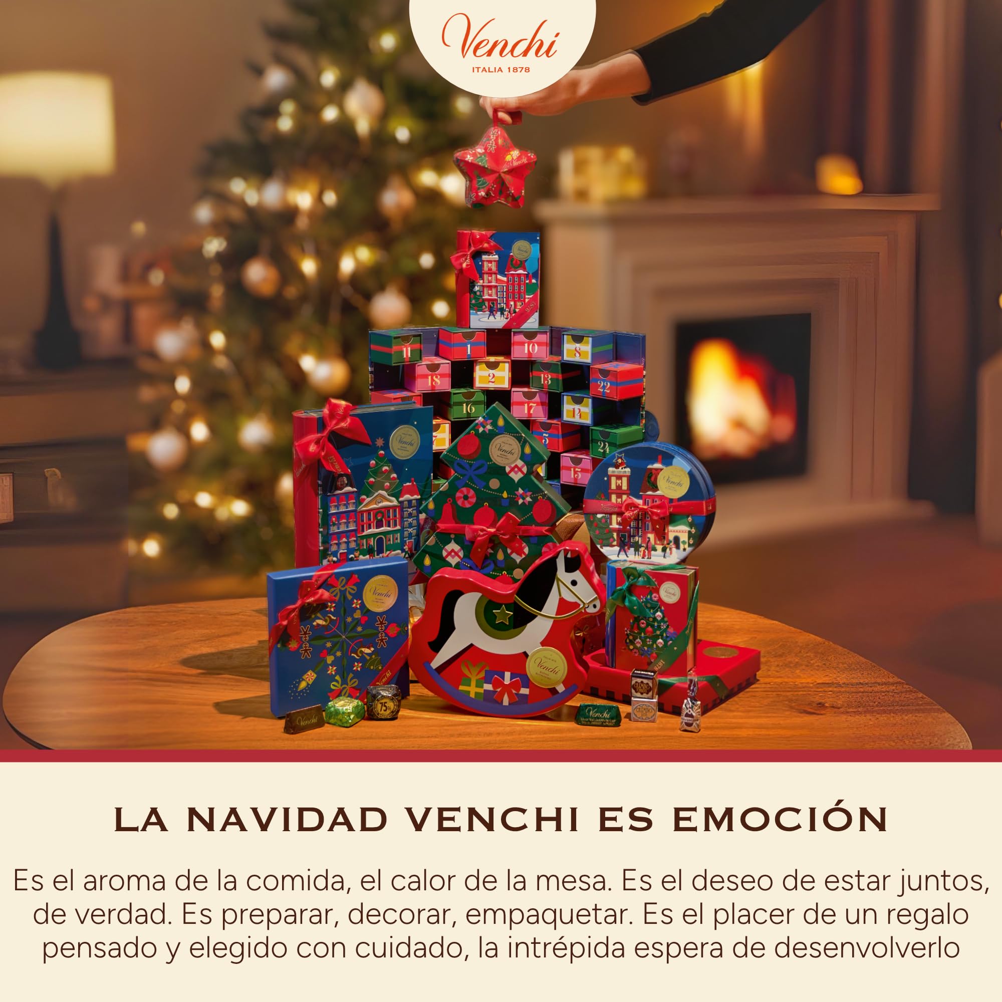 Venchi Calendario de Adviento 2025 Clásico 24 Bombones Assortidos Granblend Leche y Extra Amargo 75% Edición Limitada 181g Sin Gluten