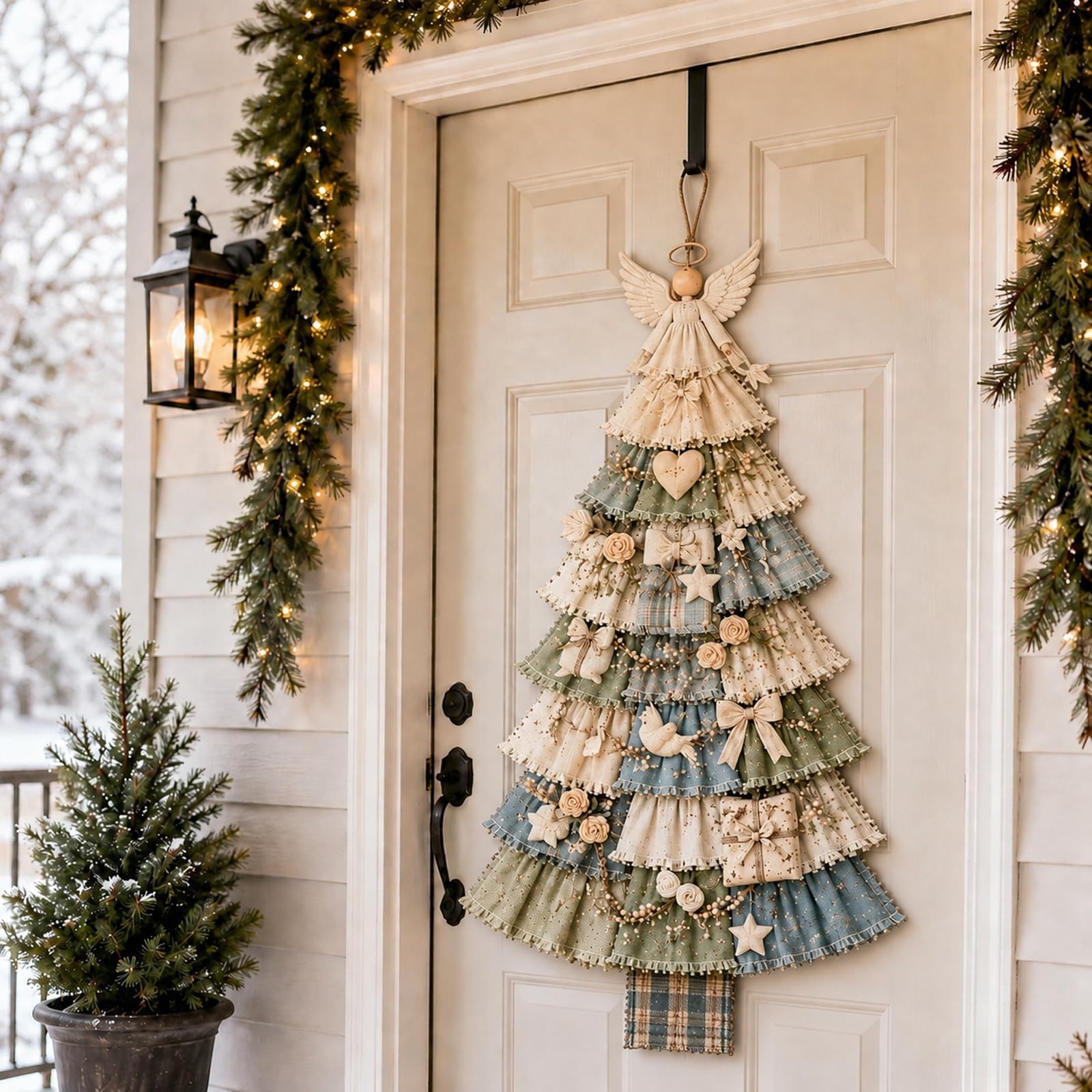 Aukojoy Beginner-Friendly Oversized Christmas Patchwork Quilted Tree Kit, DIY Fabric Craft for Front Door and Living Room Decor，B