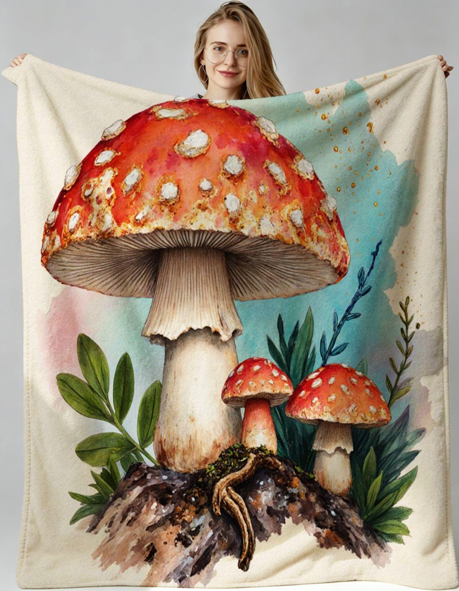 Couverture haut de gamme champignon animé grand format 200x220 cm chic