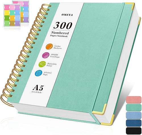 Miniatura 9 de Cuaderno espiral 8.5" x 11", 300 páginas numeradas cuadernos rayados de tamaño universitario con contenido, 100GSM cuaderno grueso para mujeres y