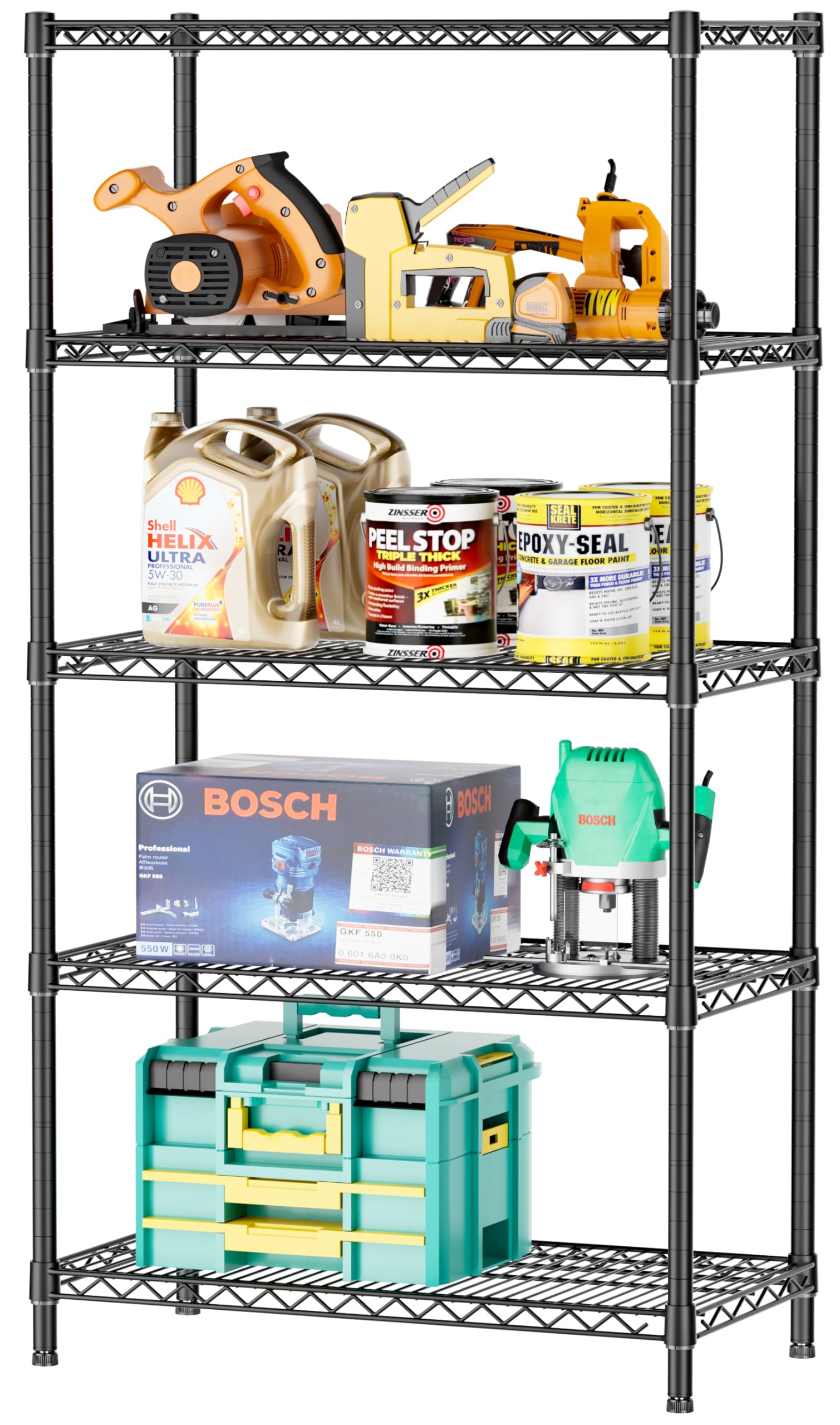 SINGAYE 5 Garage Heavy Duty Shelving Unit Kitchen Pantry Close Home Organizers and Storage Bathroom Shelf Laundry Room Organization Industrial Book Metal Wire Adjustable Shelves