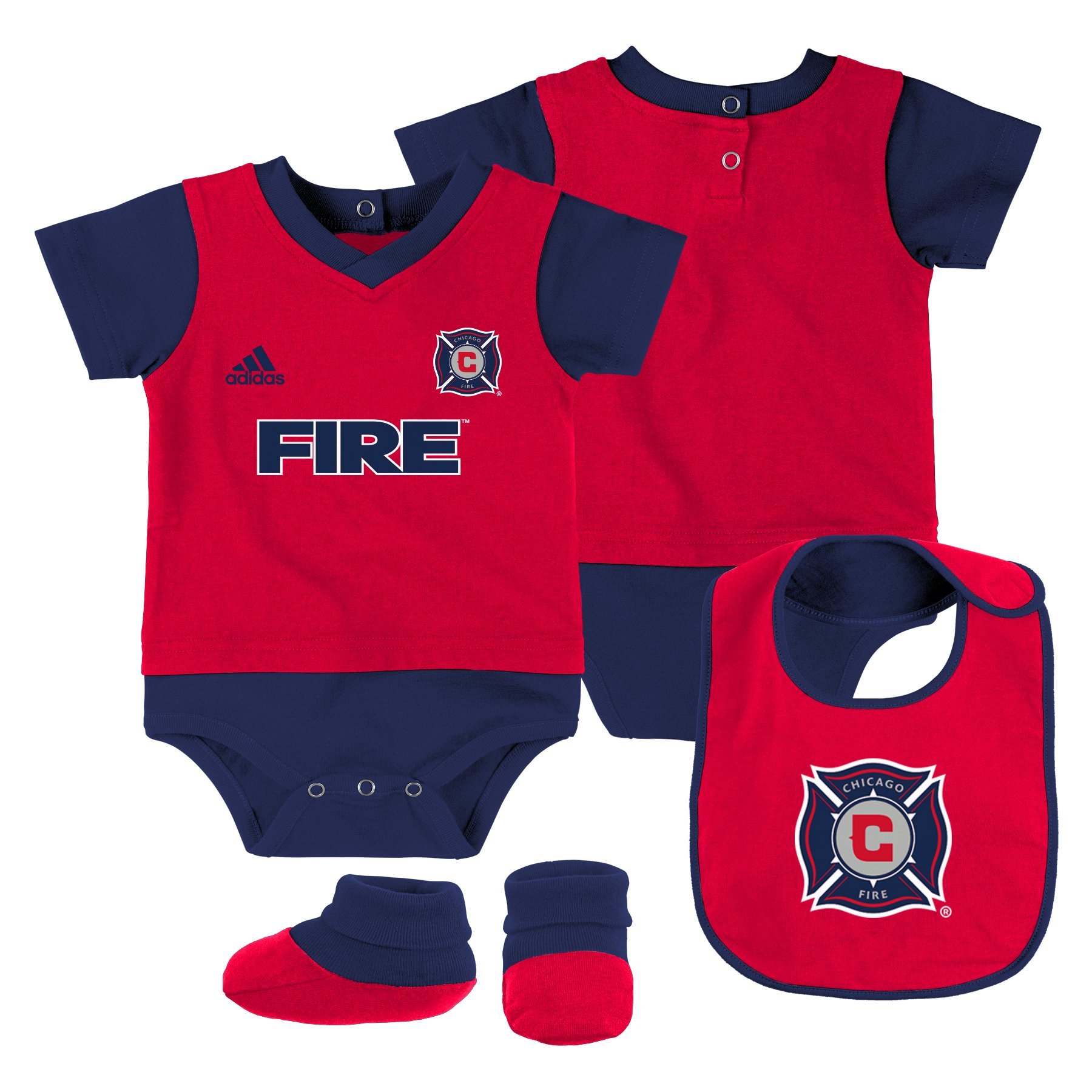 MLS Chicago Fire Boys Creeper Bib & Booty Set, Red, 3-6 Months