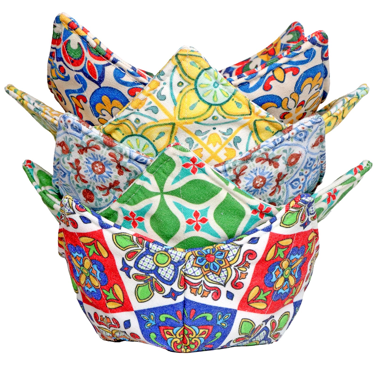 CIPIMEY Cotton Microwave Bowl Cozy Holders, Microwave Safe Hot bowl Holders, bowl Snuggies, Soup Bowl Cozy (Tile)