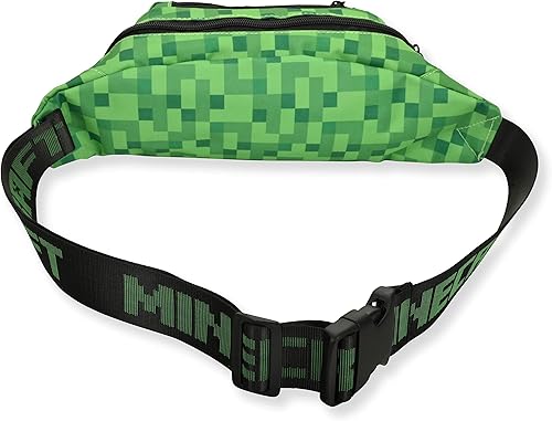 Miniatura 3 de Minecraft Fanny Pack Bag para niños, negro y verde Minecraft Creeper Face Fanny Pack bolsa, ajustable