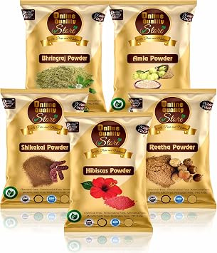 Online Quality Store Amla Reetha Shikakai, Bhringraj and Hibiscus Powder for Hair, 200g