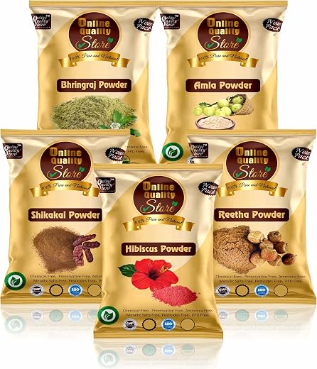 Online Quality Store Amla Reetha Shikakai, Bhringraj and Hibiscus Powder for Hair |Aritha|Ritha|Soapnuts|Indian Gooseberry...