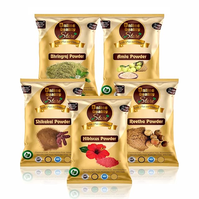 Online Quality Store Amla Reetha Shikakai Bhringraj and Hibiscus Powder for Hair 250g Pack