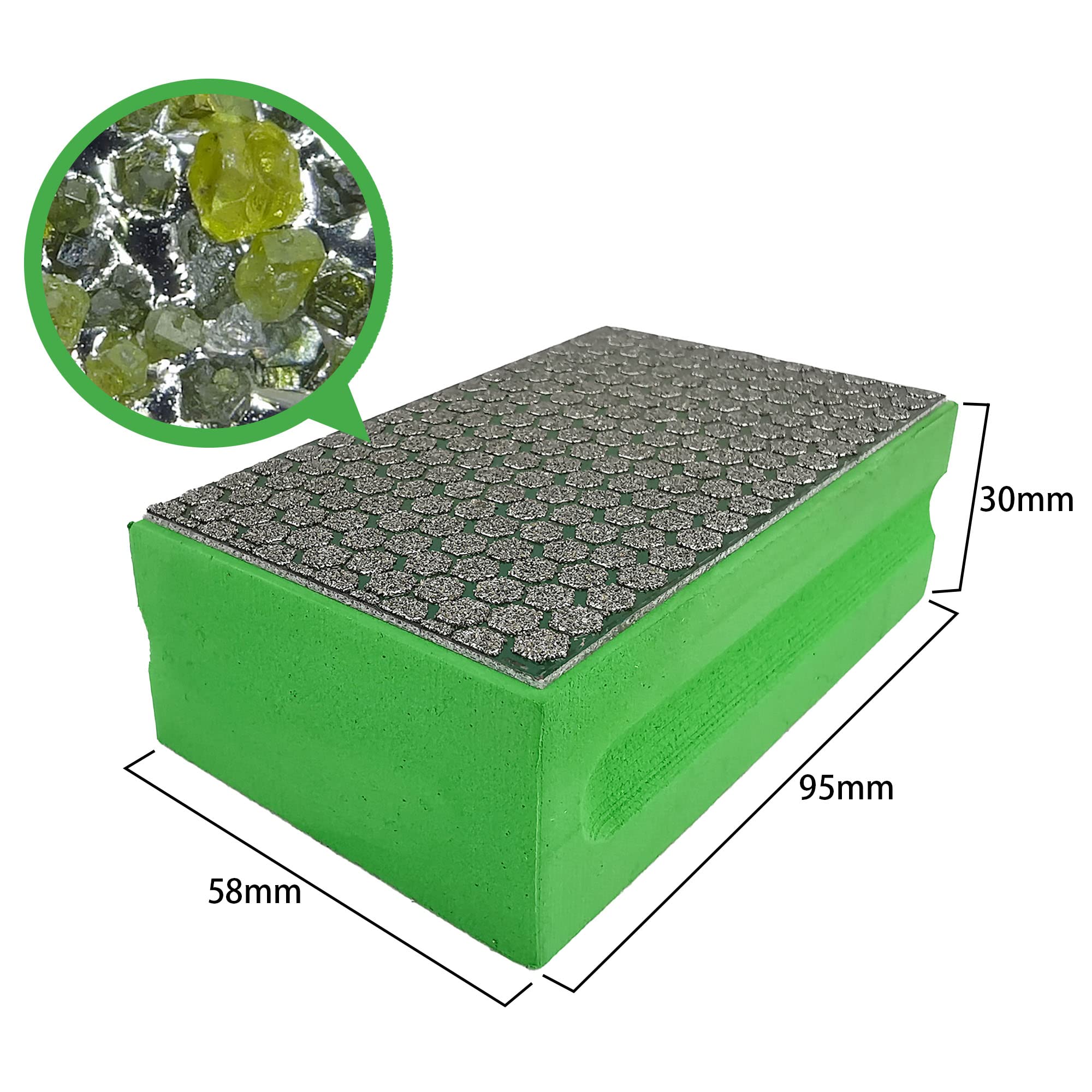 NBB Almohadilla diamantada para lijar y pulir a Mano con Diamante galvanizado para Piedra, mármol, Granito, cerámica, azulejo, Vidrio, con Almohadilla de Esponja Flexible, Forma Hexagonal(1, 60#H)