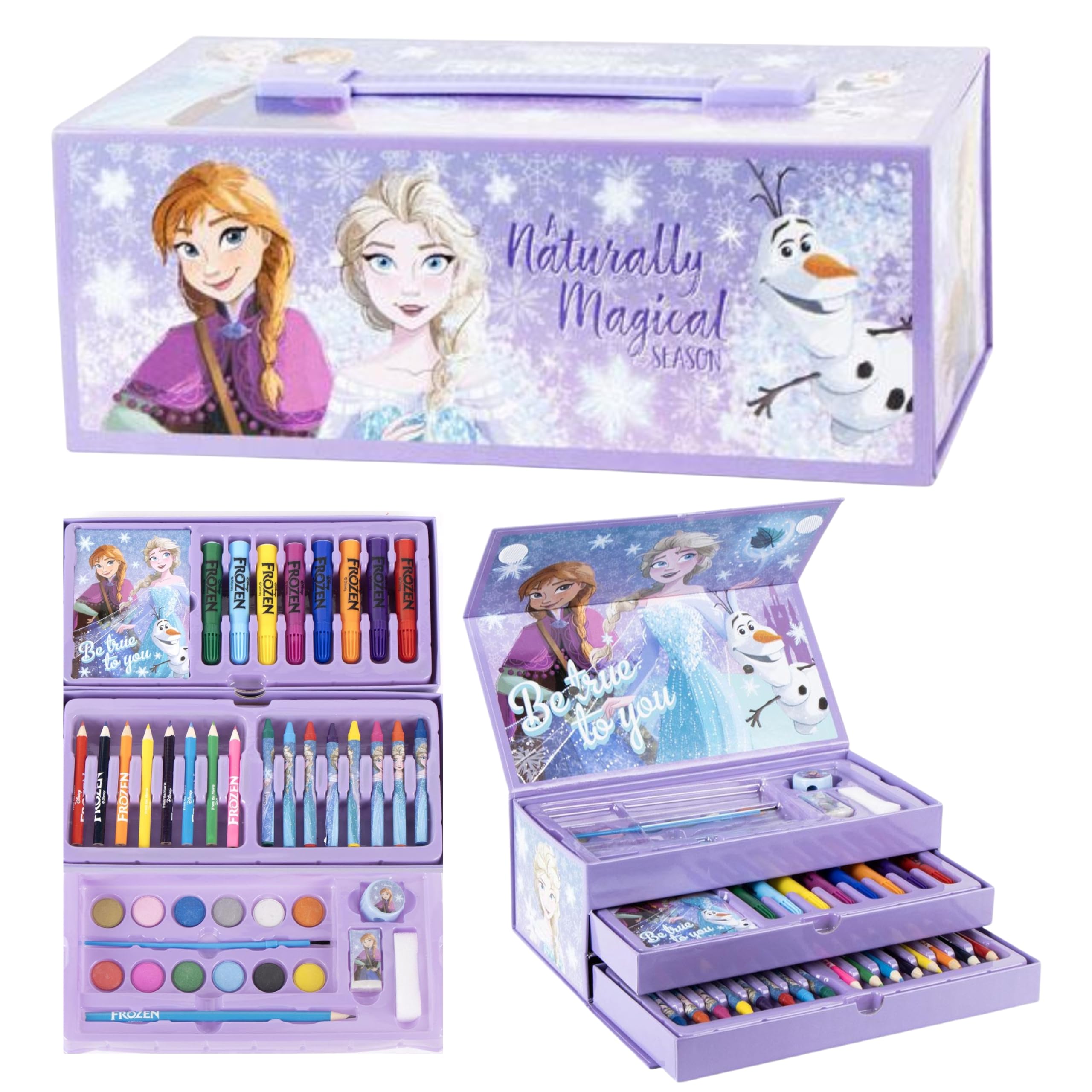 Disney Frozen Colouring Art Set for Kids | 52-Piece Portable Art Case with Markers, Crayons, Colour Pencils & More | Creative Drawing & Coloring Kit | Gift for Boys & Girls
