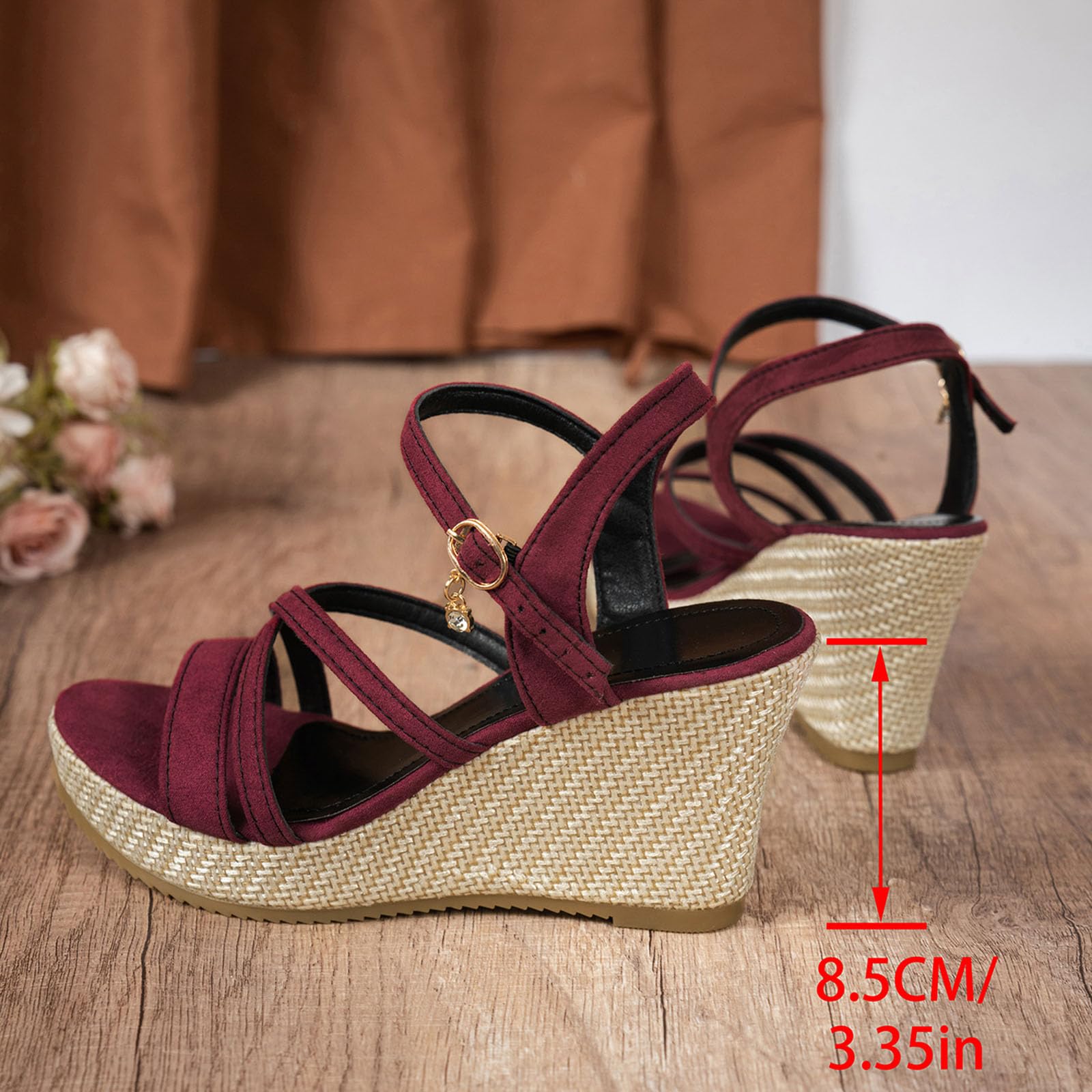 Sandales compensées élégantes pour femme avec lanières, sandales à plateforme tissées, confortables et respirantes, sandales de loisirs pour chaussures d'été