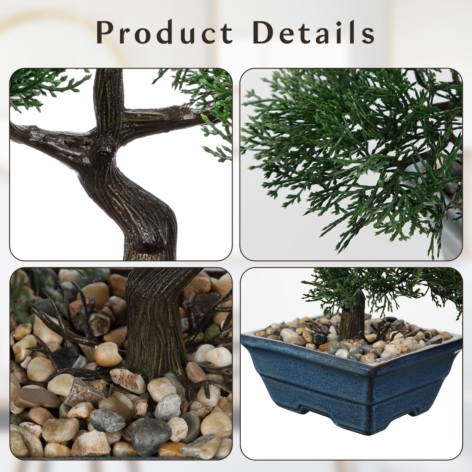 Briful 9.8" Artificial Bonsai Tree Fake Plants Cedar Bonsai Decoration - Image 4