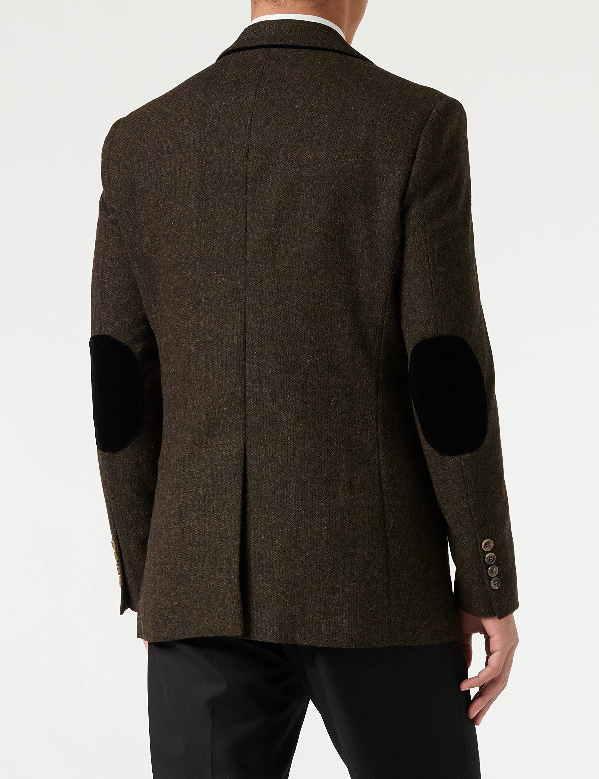 XPOSED of London Giacca da Uomo Tweed Blazer 1920s retrò Vintage in Stile Smart su Misura Adatto in Marrone, Verde e Blu [AMZCH-BLZ-DANE-D1-COFFEE-52]
