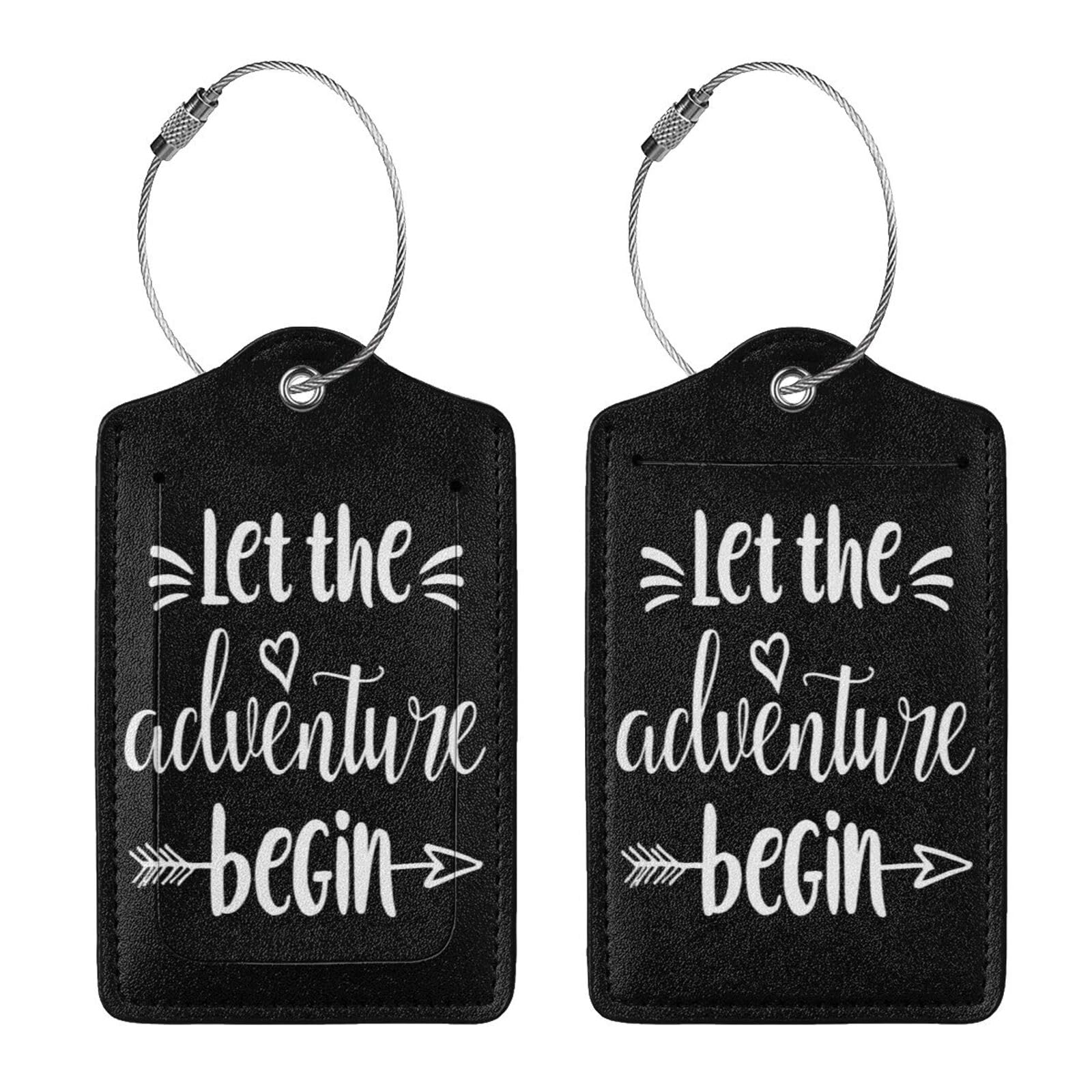 2 Pcs Let The Adventure Begin Luggage Tag for Suitcases, Adventure Awaits Party Decorations, Cruise Ship Essential Travel Gift for Couples Bride Groom Men Women, Funny Christmas Birthday Gifts
