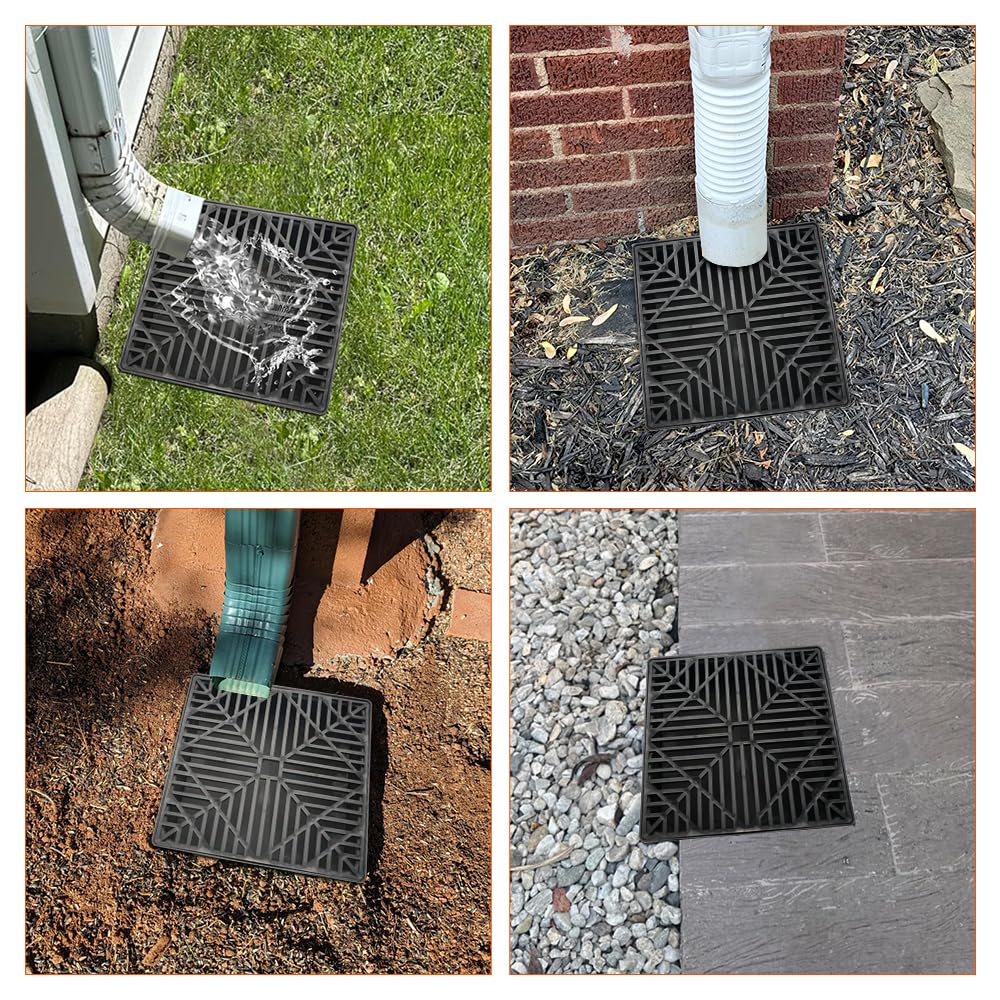 Kit de drenaje de lavabo – Cuenca de captura con rejilla cuadrada, tubo flexible y conector de drenaje, extensiones de canalón para drenaje de lluvia en jardín, patio, césped, carretera
