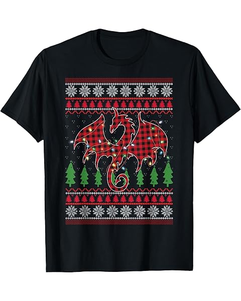 Zodiac Dragon Ugly Sweater Christmas Lights Dragon Lover T-Shirt