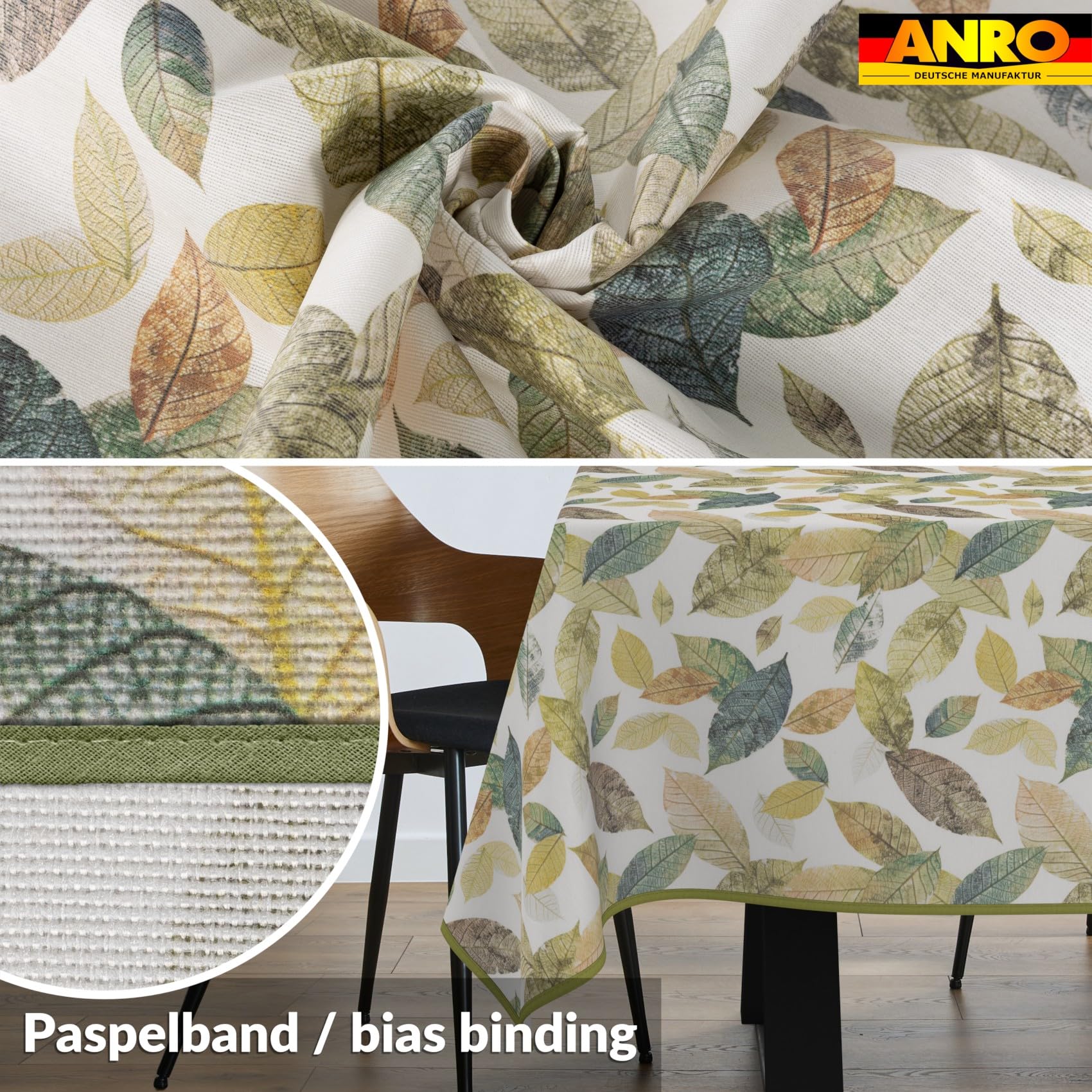 ANRO Tischdecke abwaschbar Bunt mit Saum 180x100 cm Outdoor wetterfest