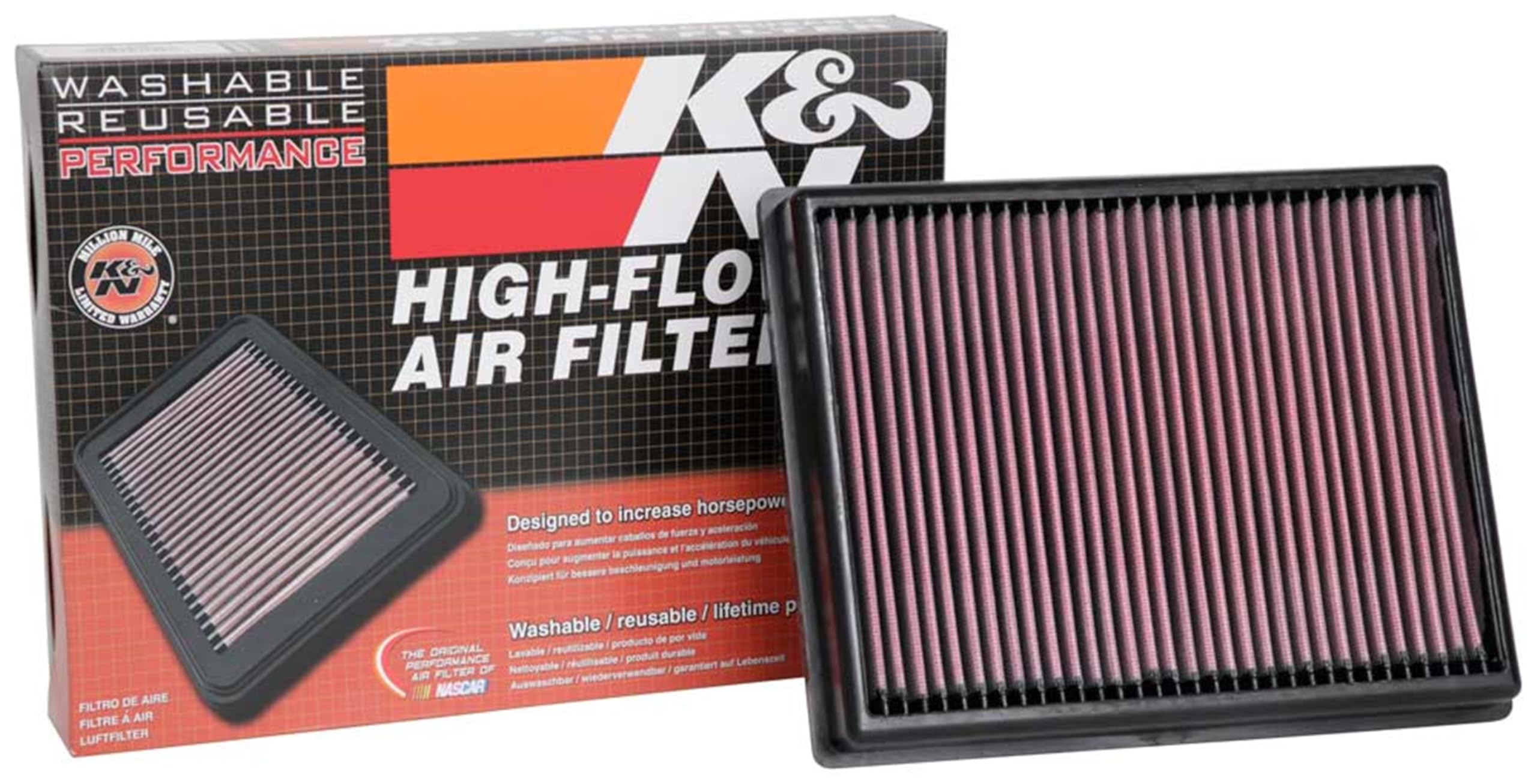 K&N Engine Air Filter: Reusable, Clean Every 75,000 Miles, Washable, Replacement Car Air Filter: Compatible 2016-2019 SSANGYONG Rexton; 2013-2019 SSANGYONG Rodius; 2013-2019 SSANGYONG Stavic, 33-3135