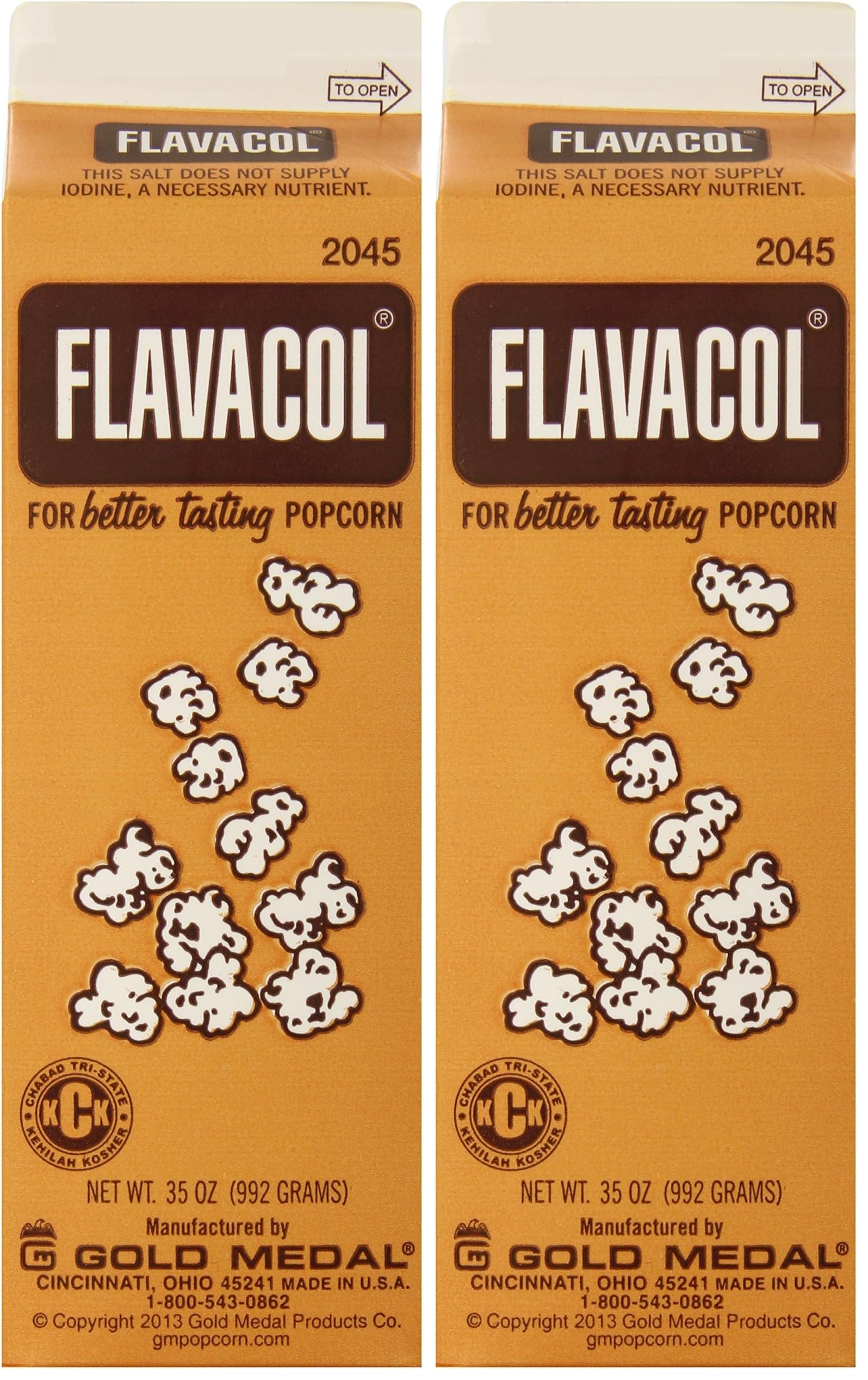 Gold Medal Prod. 2045 Flavacol Seasoning Popcorn Salt 35oz. (Pack of 2)