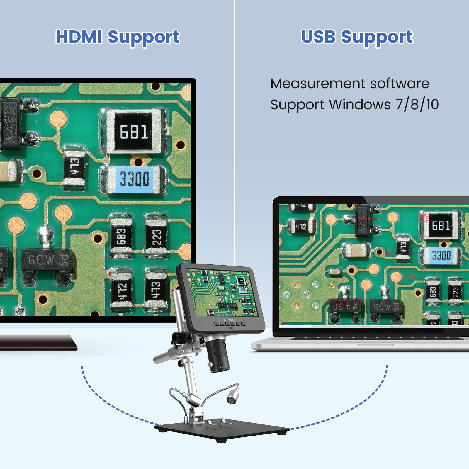HDMI-LCD-Digitalmikroskop mit 3 Objektiven, 2000 x JL246MS, 17,8 cm Lötmikroskop, Münzmikroskop, biologisches Mikroskop, USB-Elektronische Mikroskopkamera, Windows-kompatibel, 32 GB